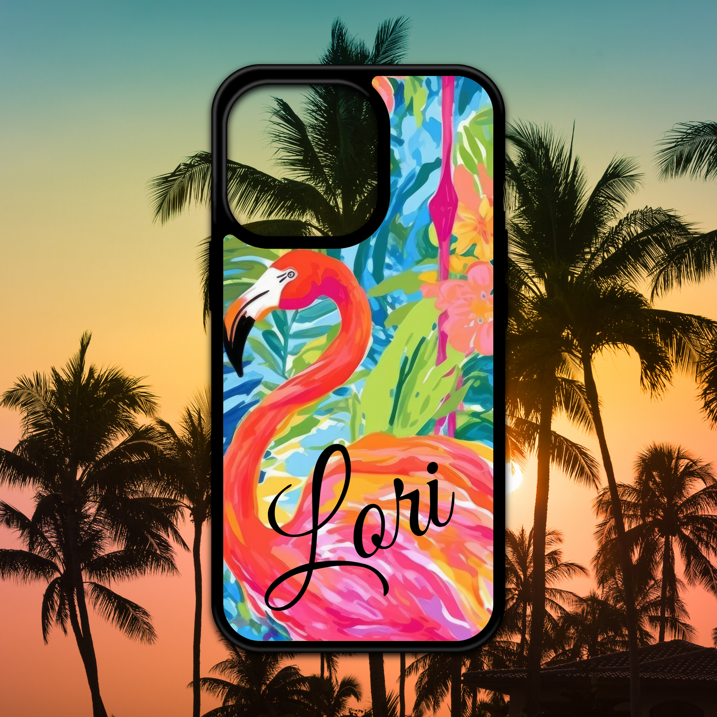 Tropical Flamingo Design/Personalize It!/ Phone Case/ Cover/ Cell Phone Cases Black Edge Cover /Compatible with iPhone 13,14 and 15 pro max