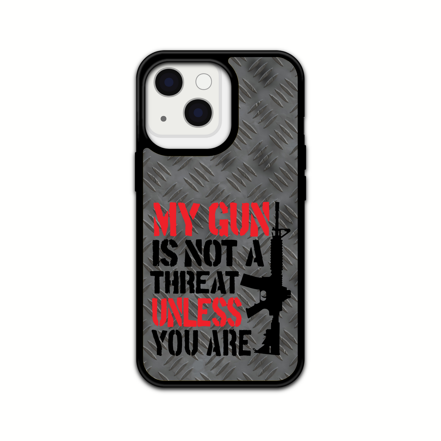 MY GUN IS NOT A THREAT UNLESS YOU ARE Design phone Case/ Cover/ Compatible with iPhones & Samsung