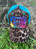 Summer Vibes Quote/Leather patch/Leopard Print/Hat/Cap
