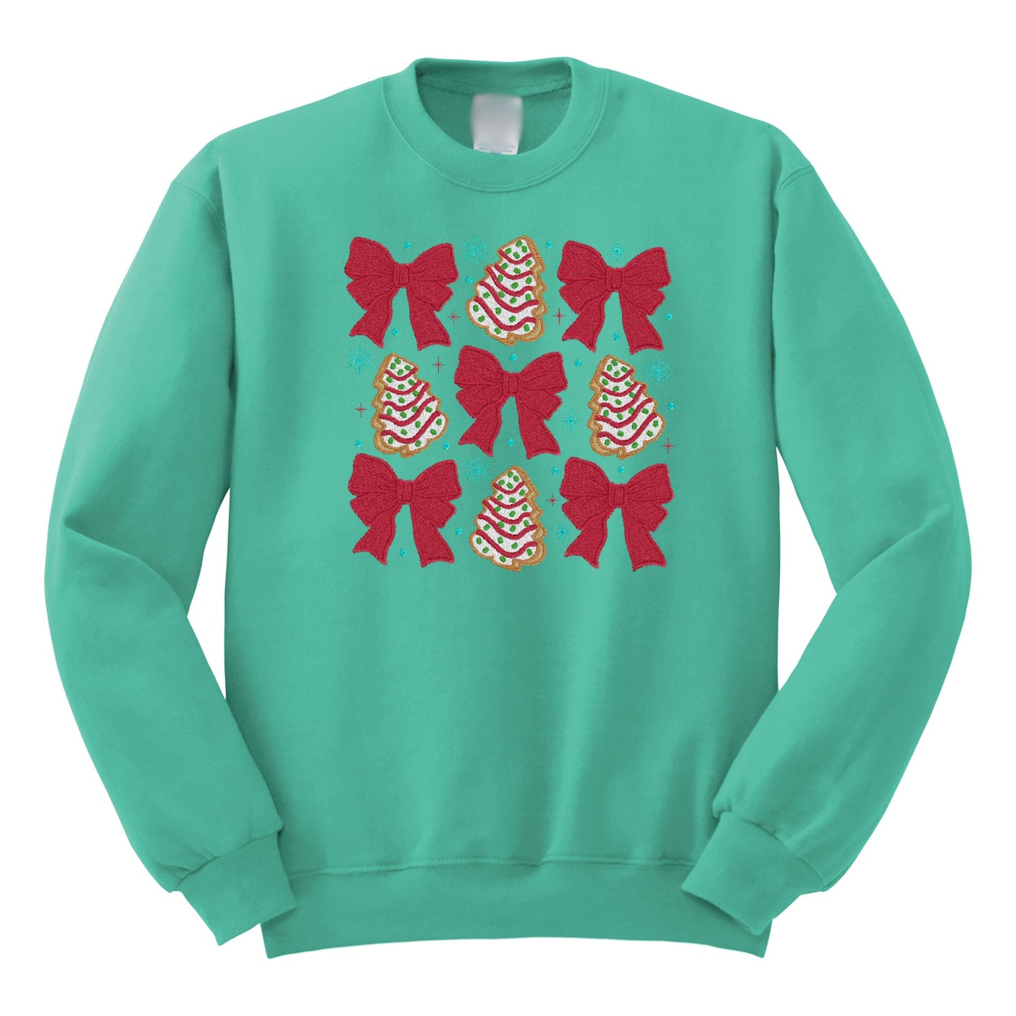 Coquette Christmas Cakes Embroidered Design Crewneck Sweatshirt