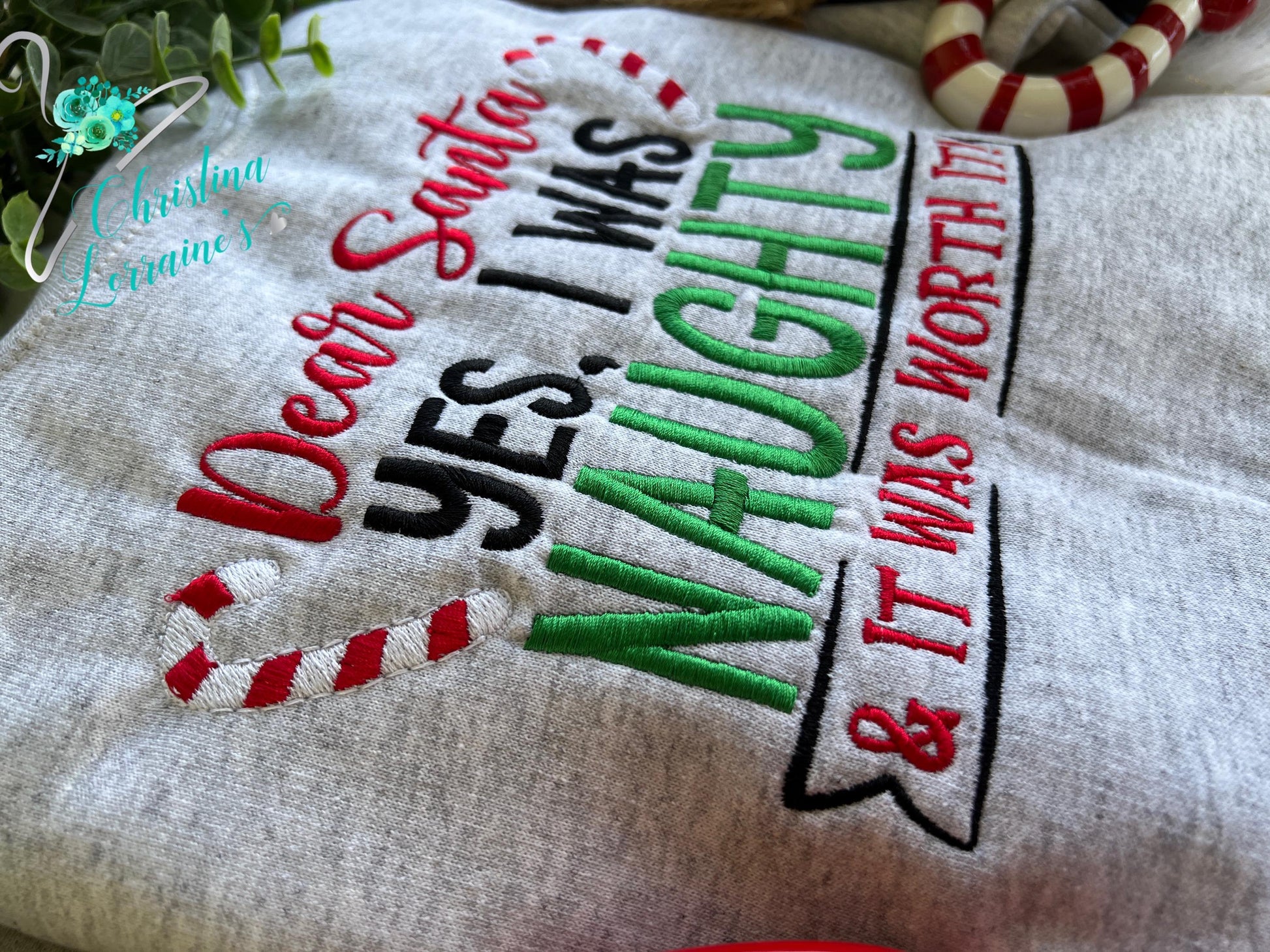 Naughty And Worth It Embroidered Design Crewneck Sweatshirt