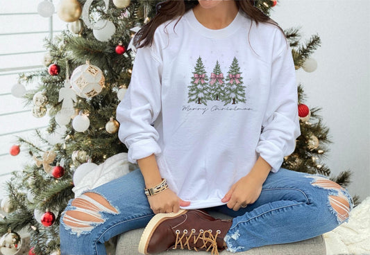 Coquette Christmas Cakes Embroidered Design Crewneck Sweatshirt