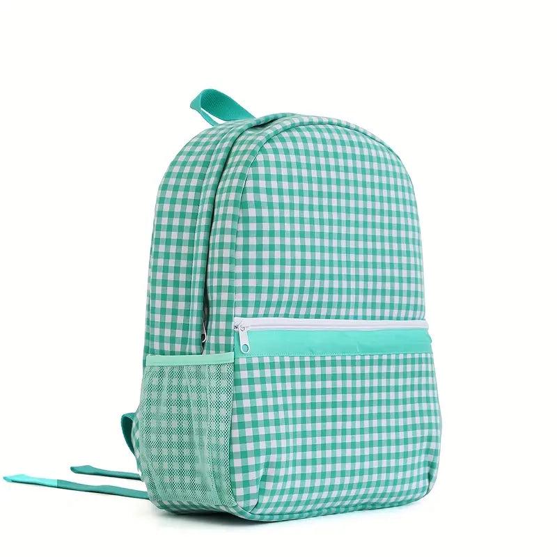Green Gingham Backpack/Personalize it