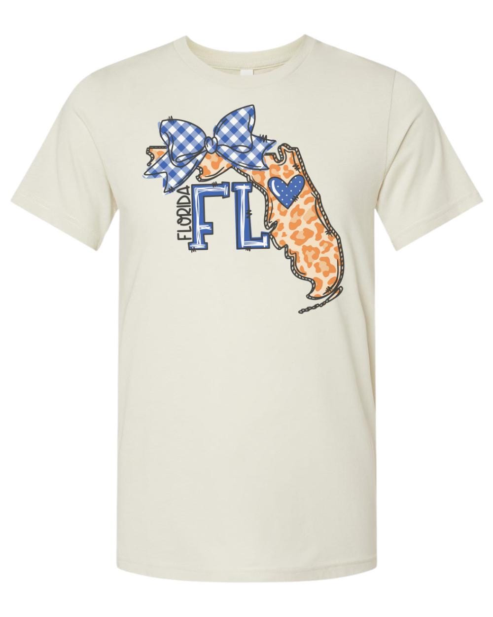 Preppy Orange and Blue/ state of Florida design/ladies graphic tee