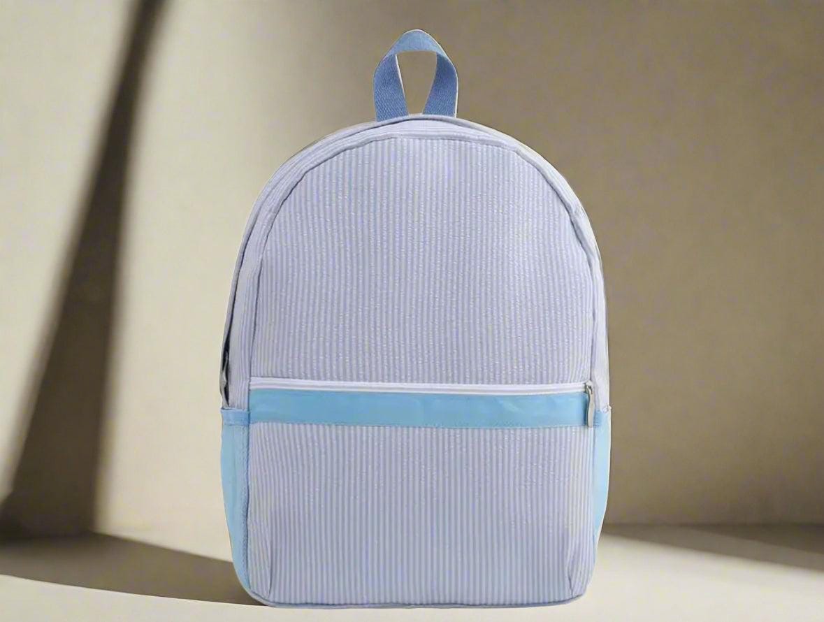 Aqua Seersucker Backpack/Personalize It