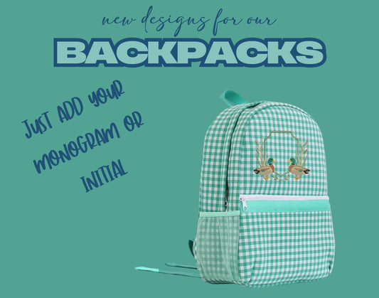 Green Gingham Backpack/Personalize it