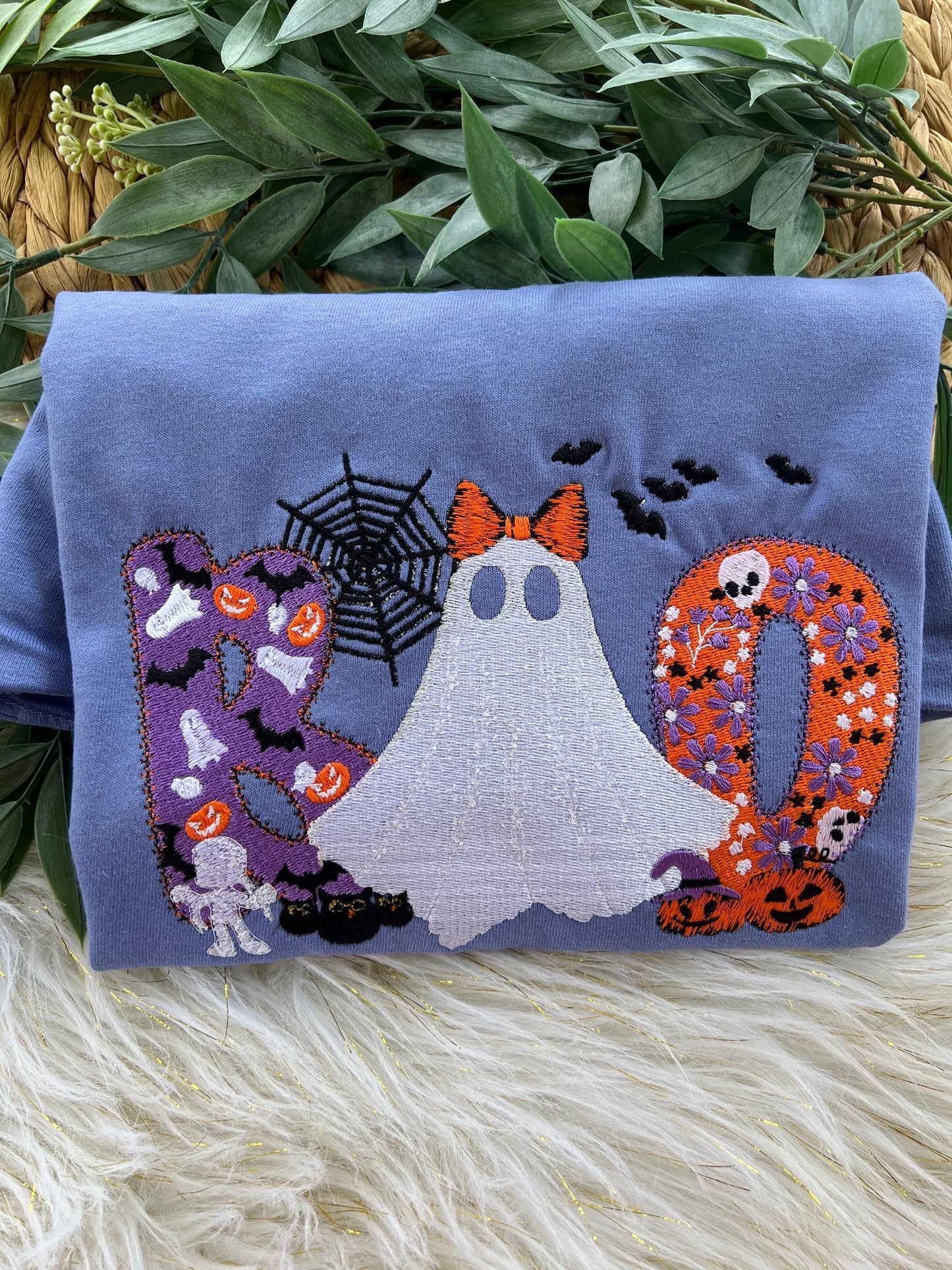 BOO Embroidery Halloween Shirt
