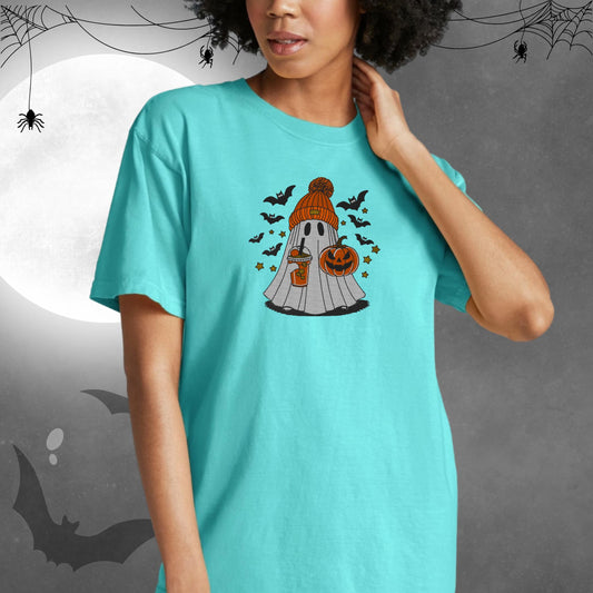 Halloween Ghost Embroidery T-Shirt