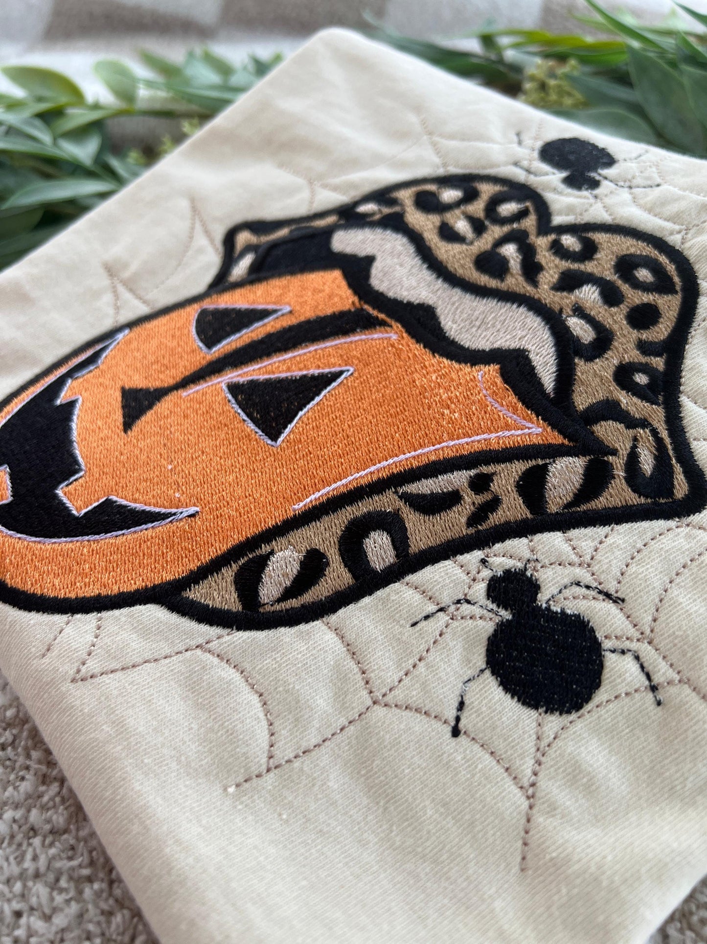 Big Mouth Jack Halloween Embroidery T-Shirt