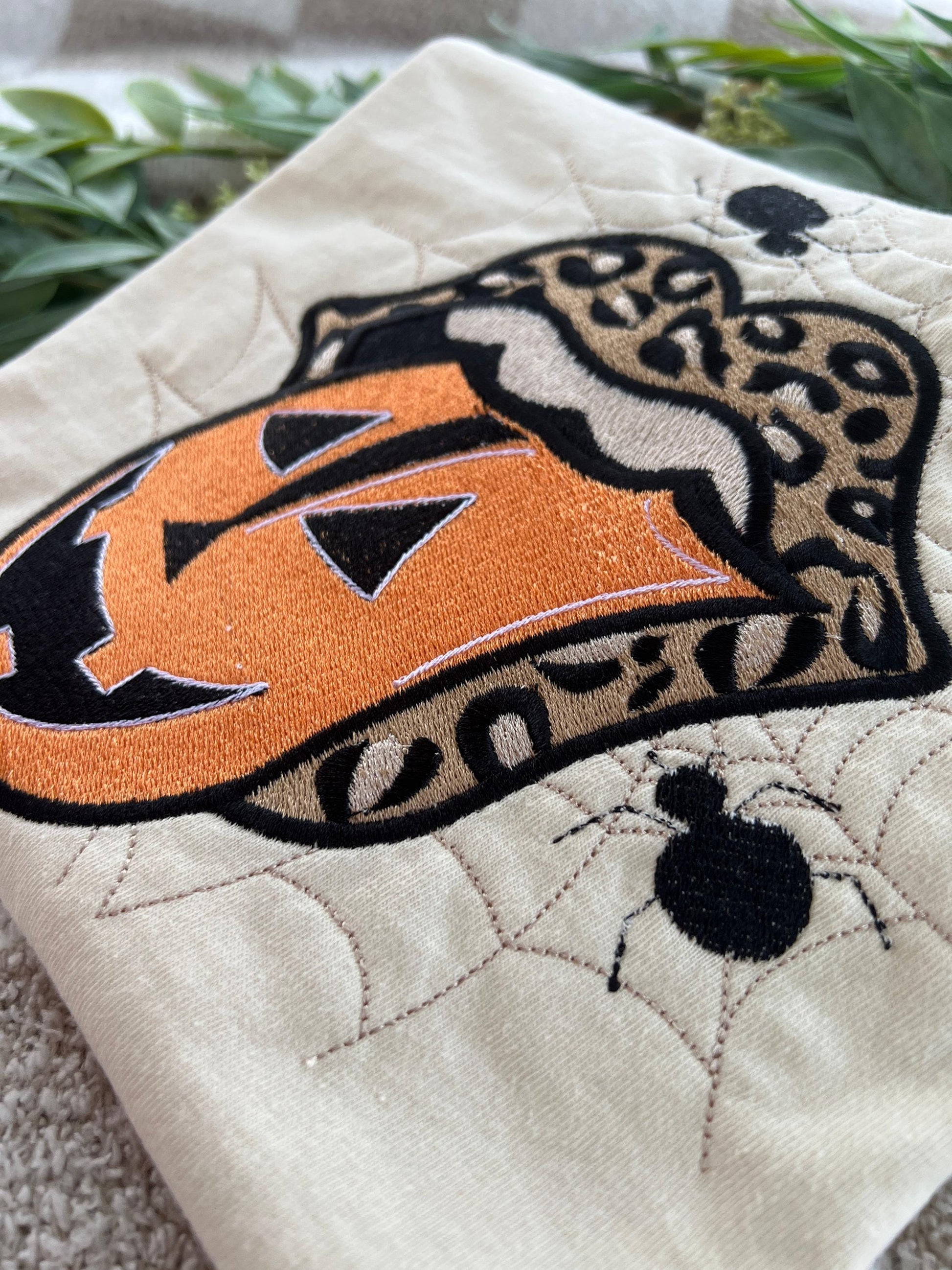 Big Mouth Jack Halloween Embroidery T-Shirt
