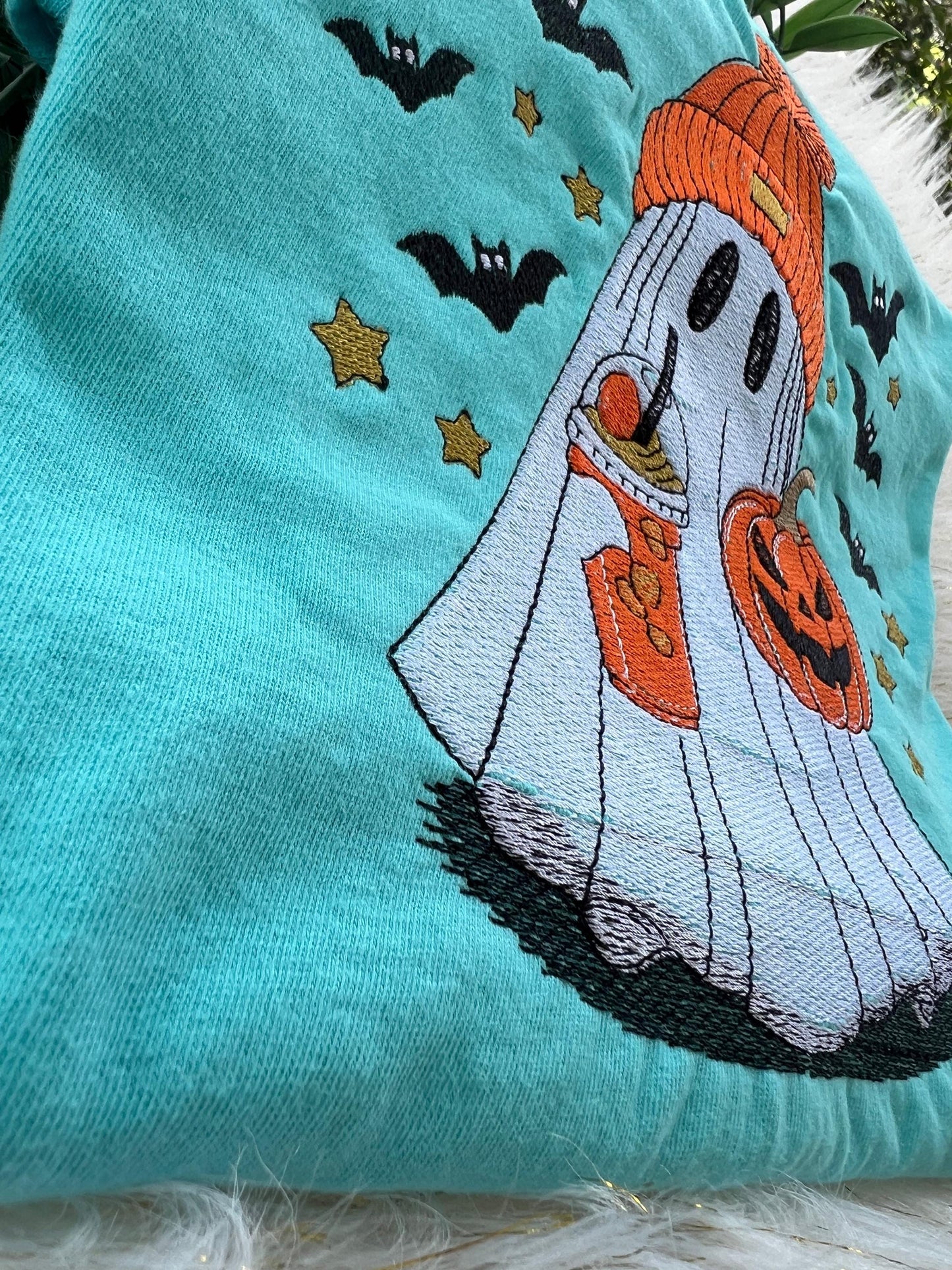 Halloween Ghost Embroidery T-Shirt