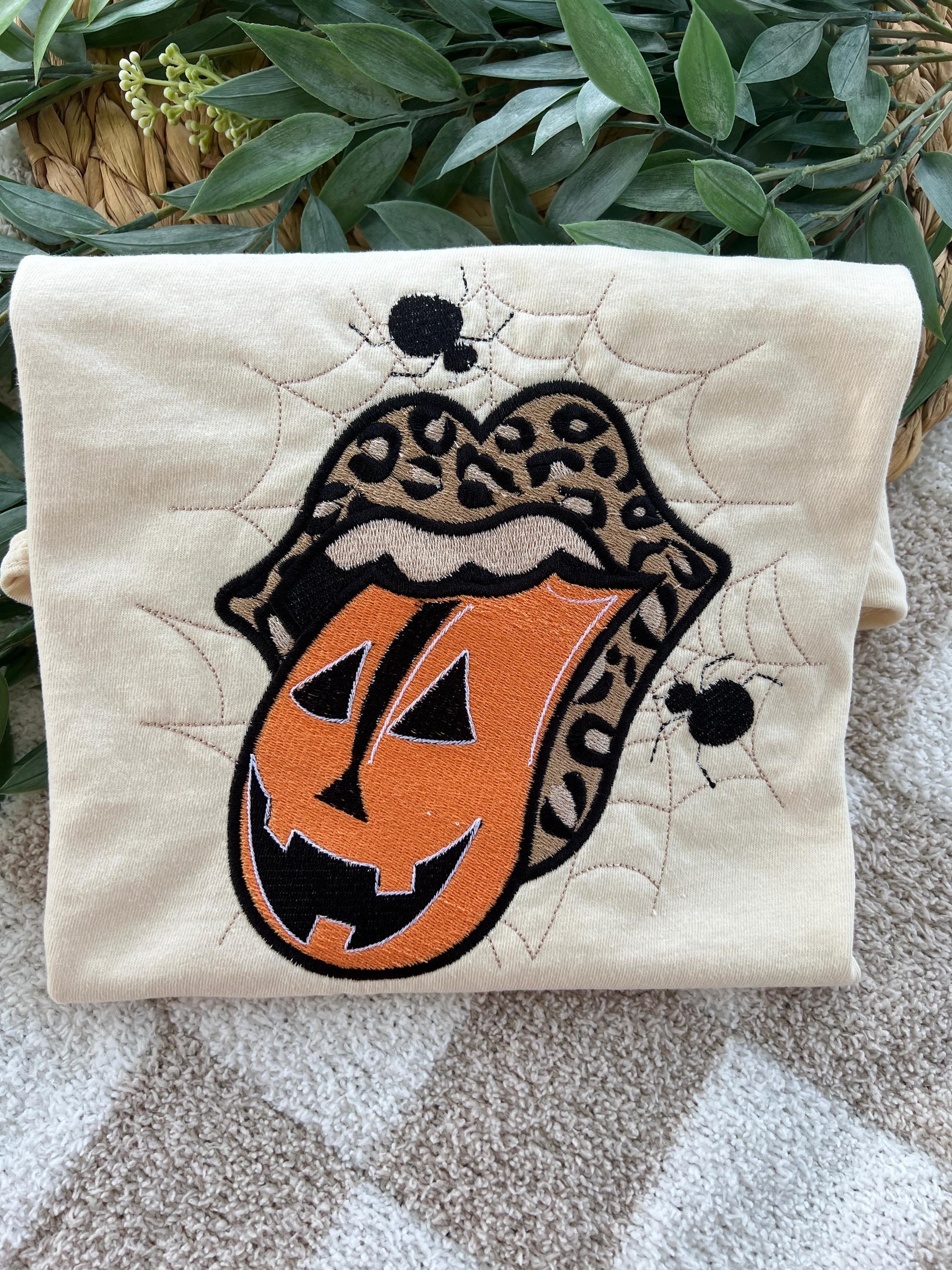 Big Mouth Jack Halloween Embroidery T-Shirt