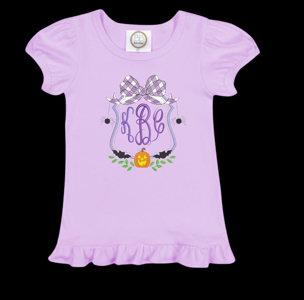 Halloween Monogram Frame Embroidery Kids Shirt