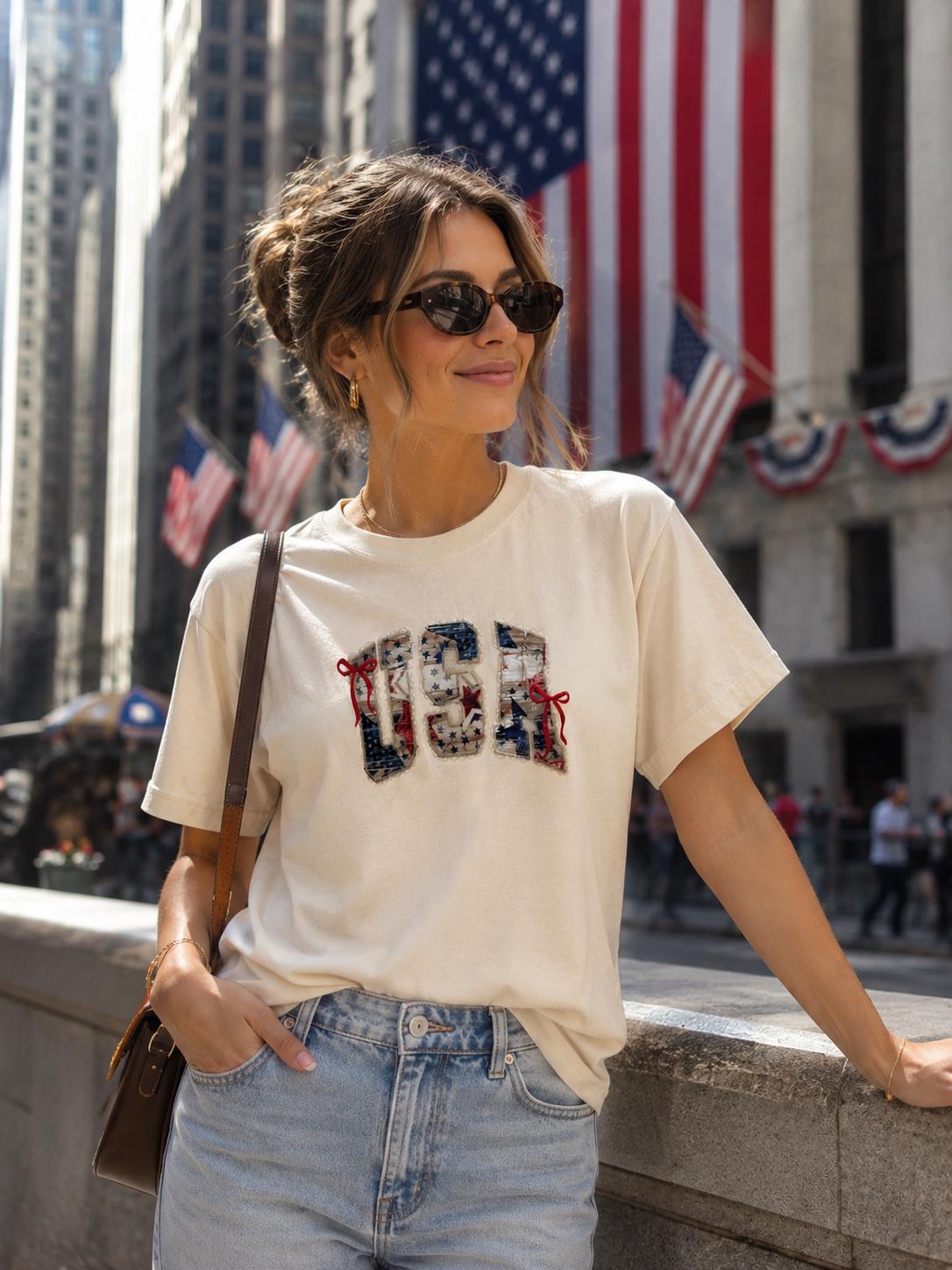 Coquette Lace USA Embroidery Shirt