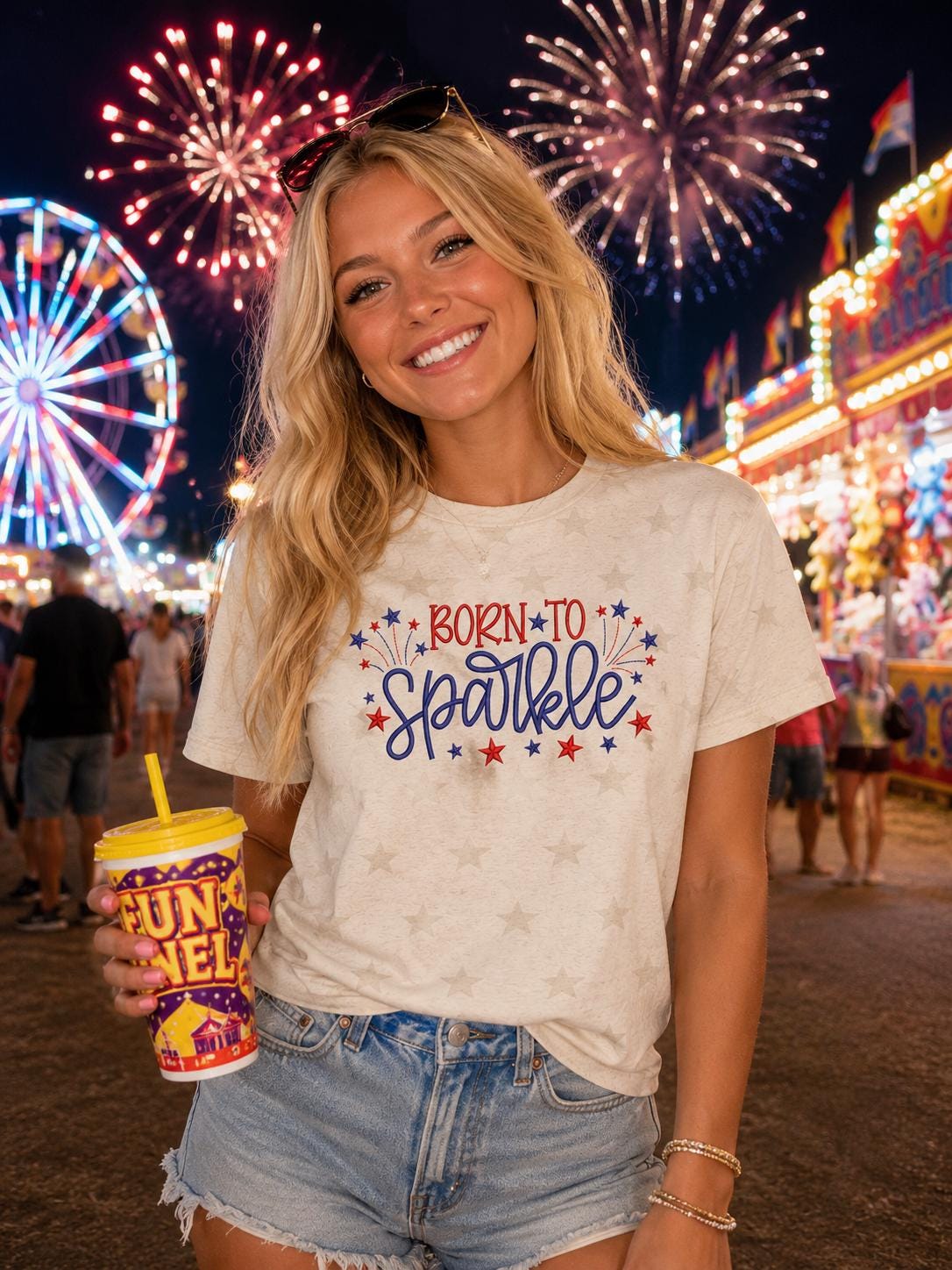 Born to Sparkle Patriotic Ladies Tee