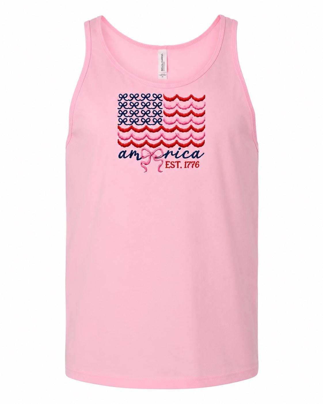 Coquette Patriotic Ladies Embroidery Bella Canvas Tank Top