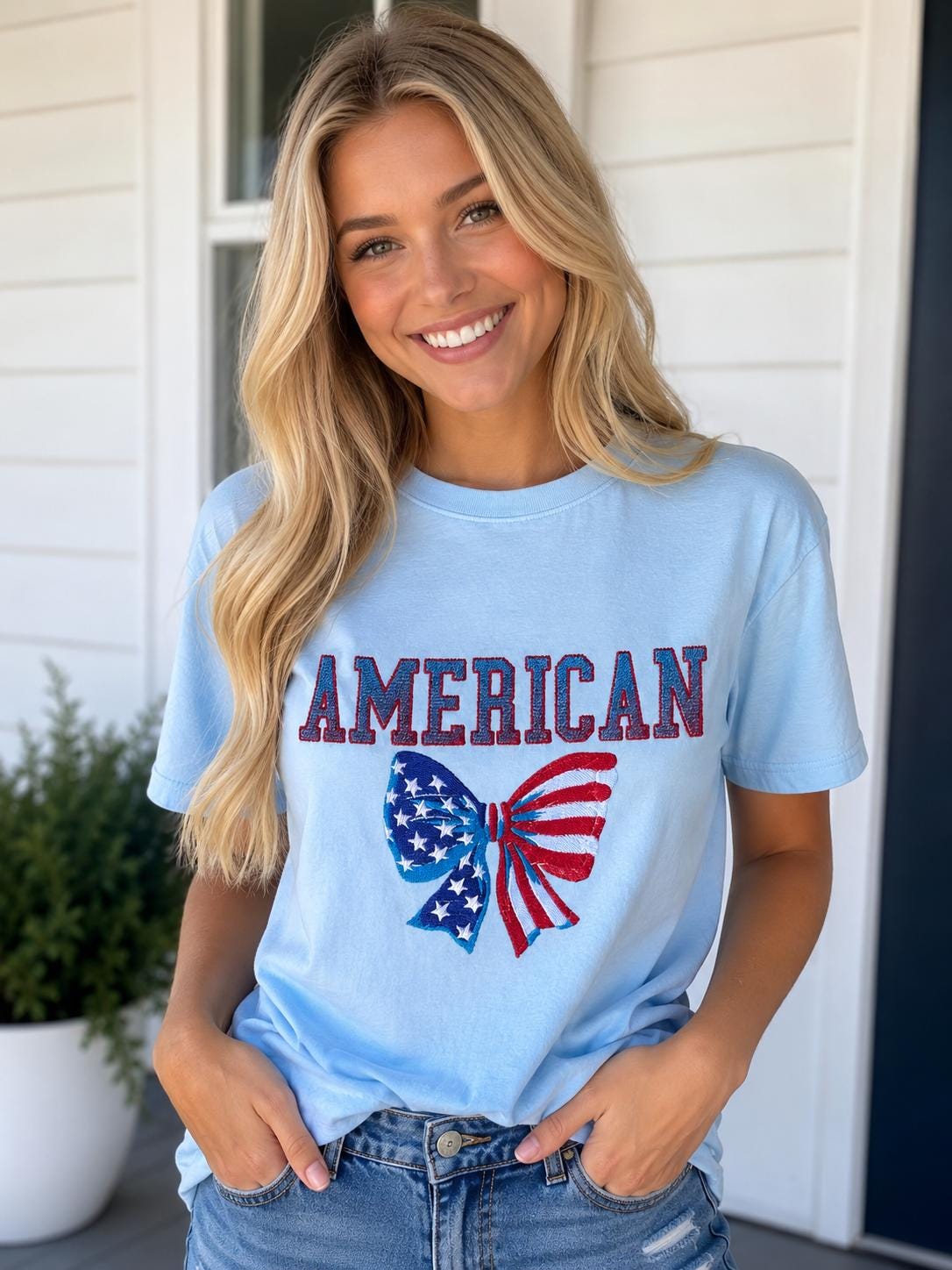 I Identify As An American Design Embroidery T-Shirt