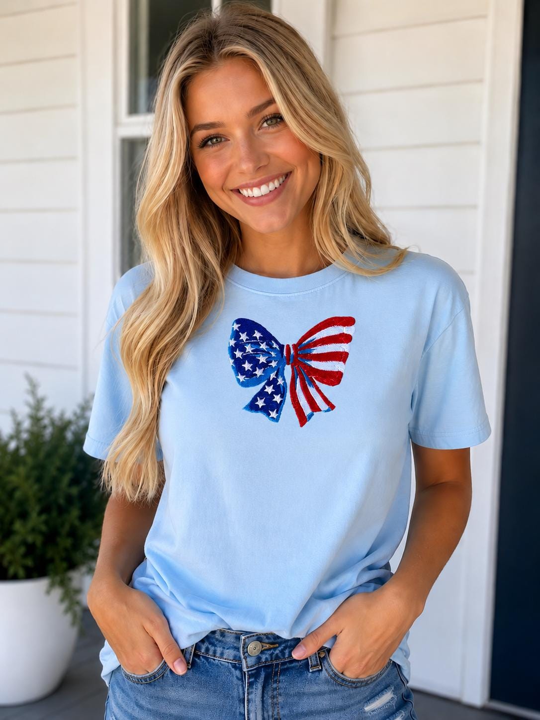 I Identify As An American Design Embroidery T-Shirt