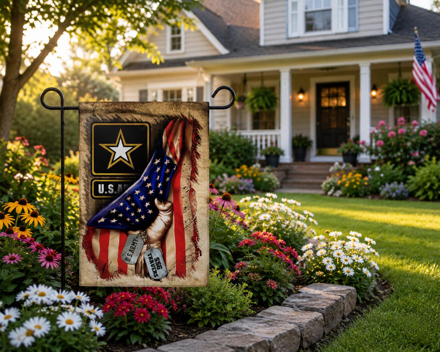 Army American Flag/Army Soldier/Personalized Design Garden Flag