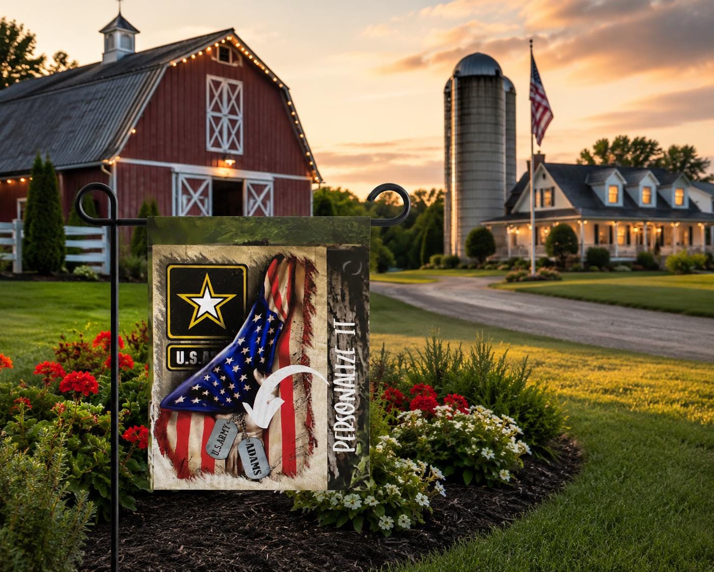 Army American Flag/Army Soldier/Personalized Design Garden Flag
