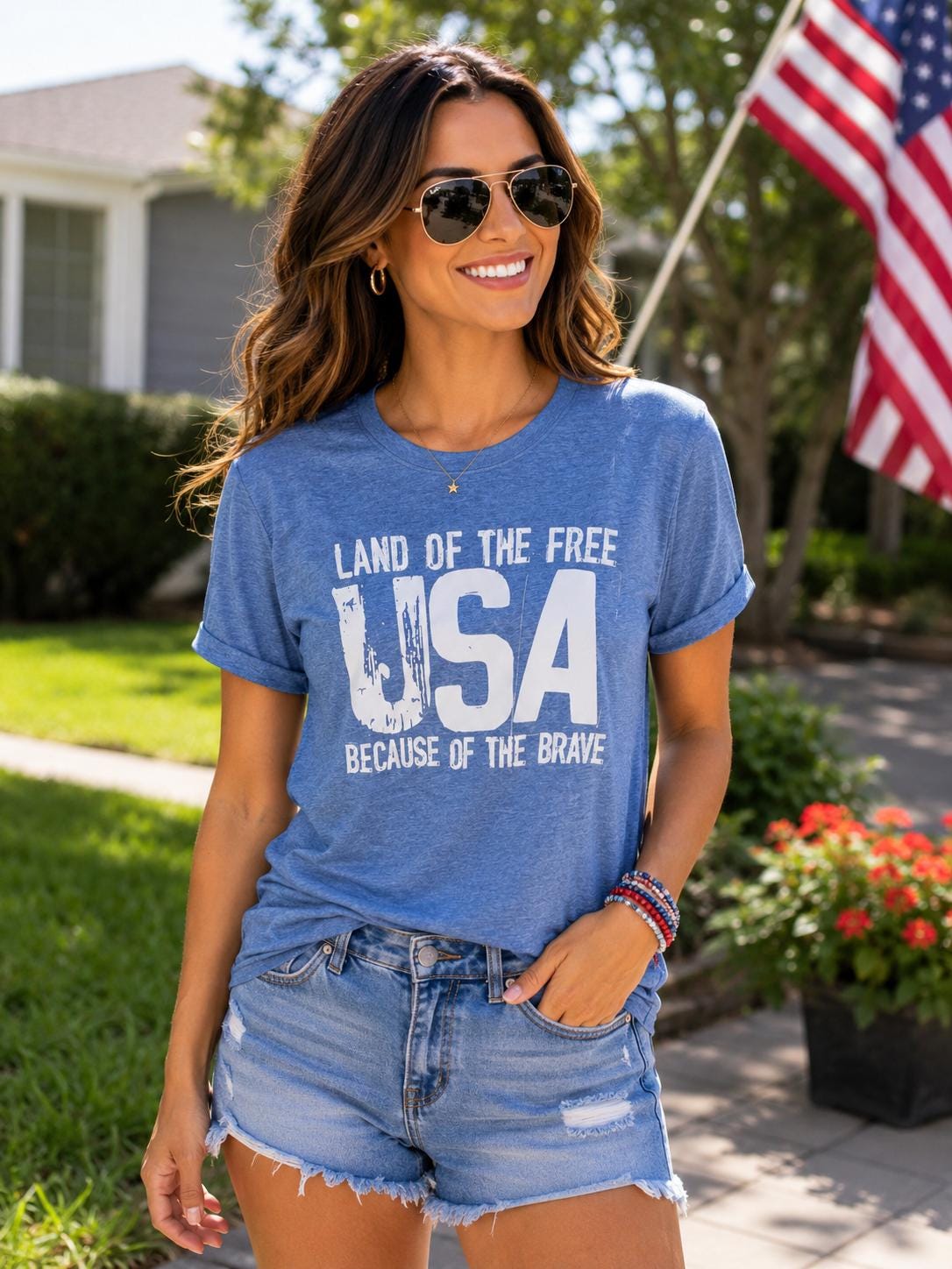 USA Land of the free Ladies T-Shirt