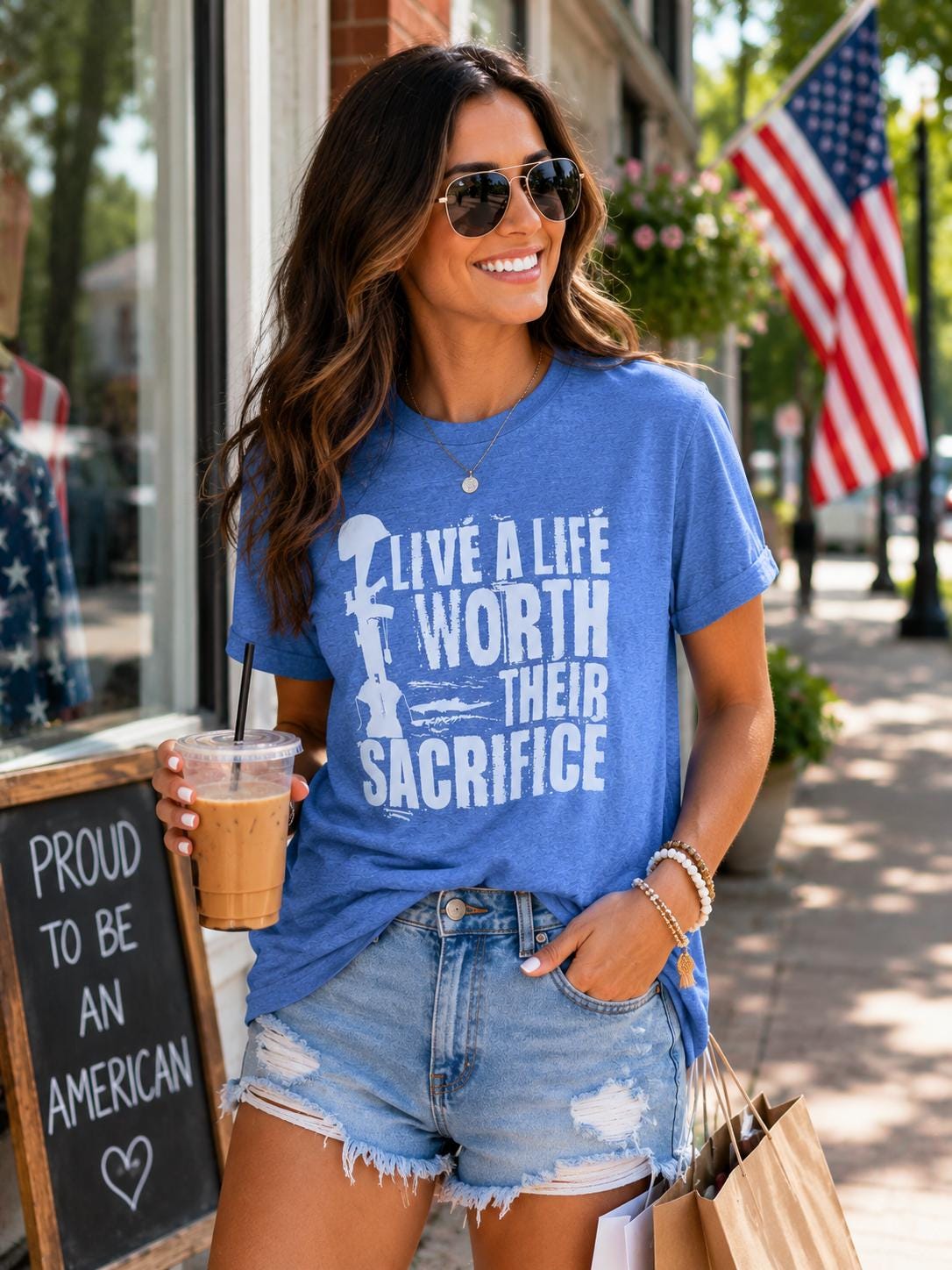 Live a life worth their Sacrifice Ladies T-Shirt