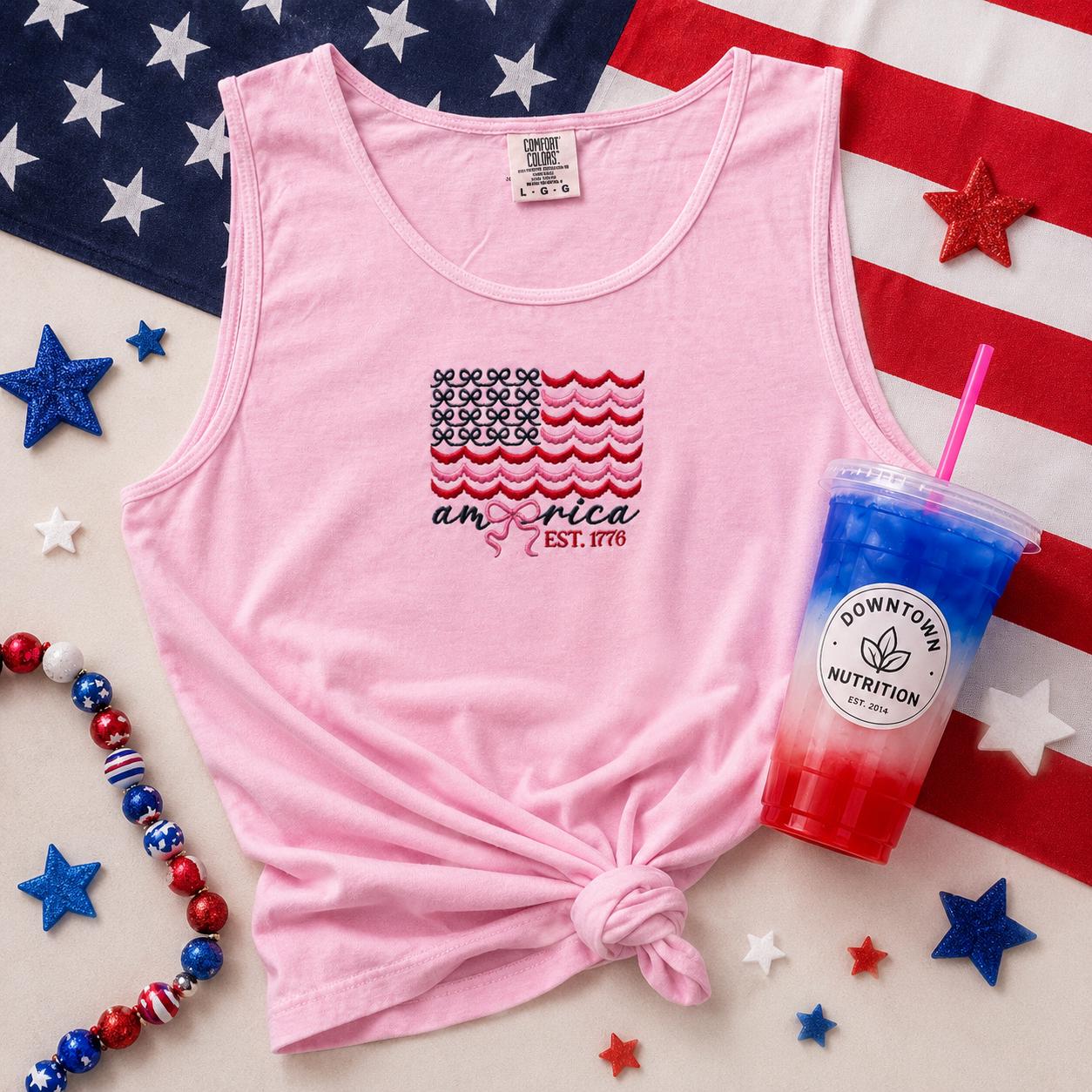 Coquette Patriotic Ladies Embroidery Tank Top