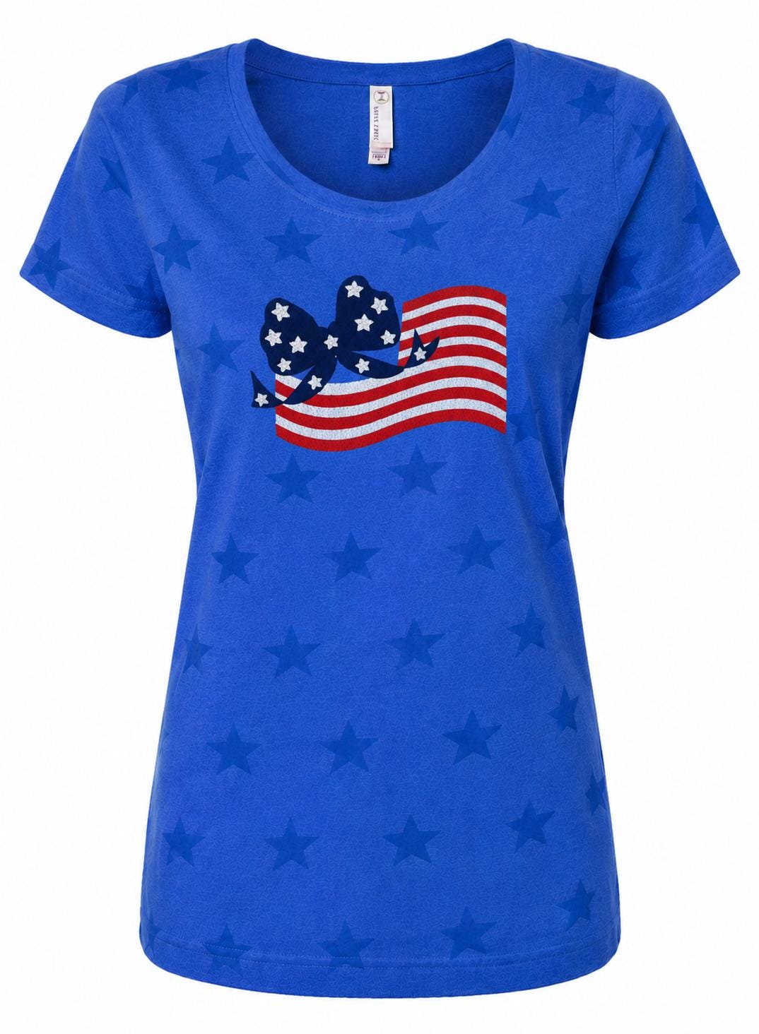 God Bless The USA Embroidery Ladies Tee
