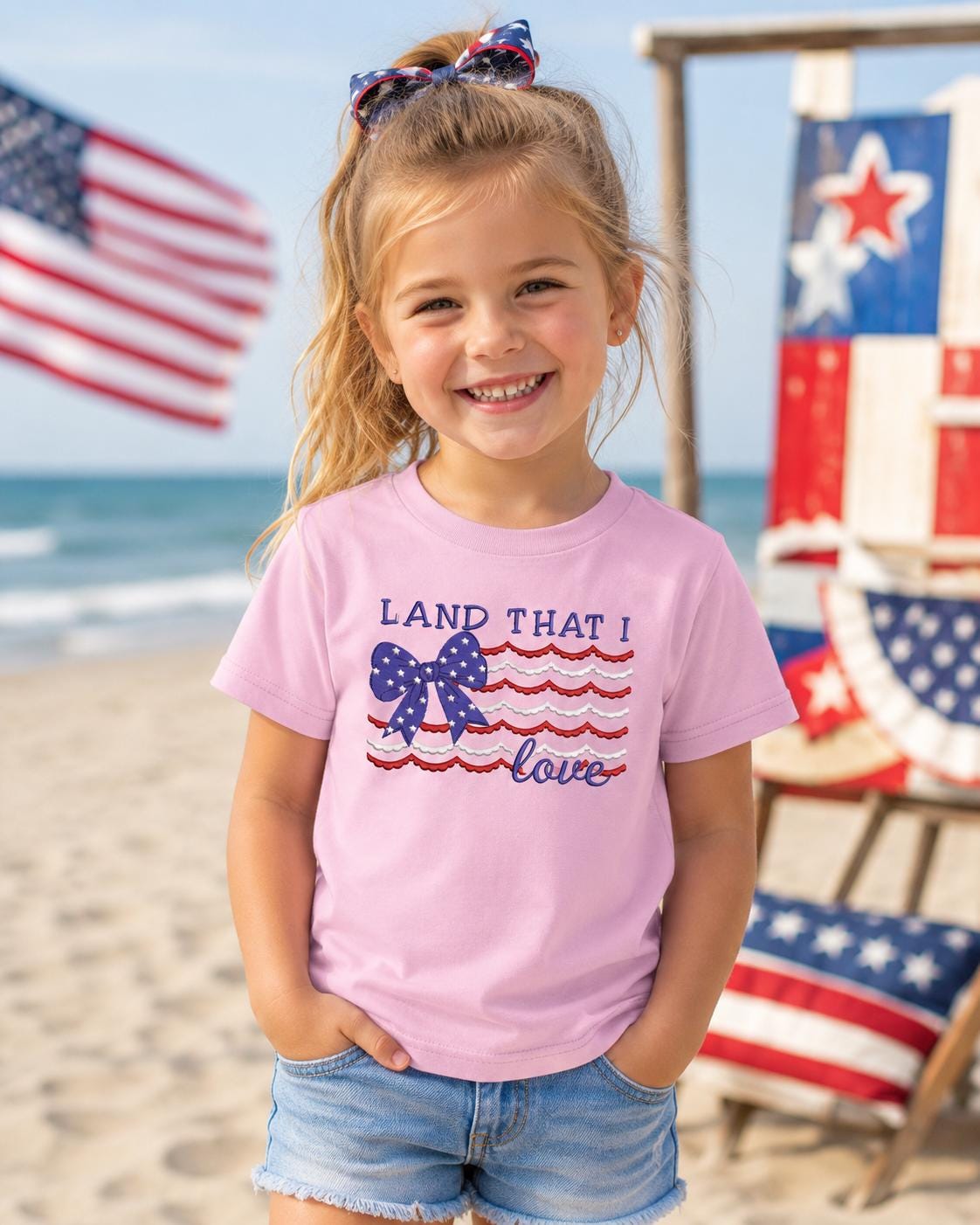 Land that I love Patriotic Girls T-shirt