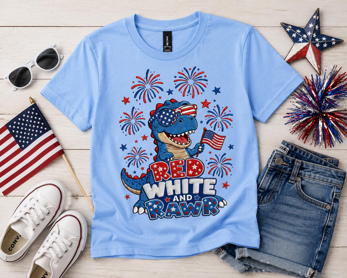 Red, White & Rawr Youth Patriotic T-Shirt