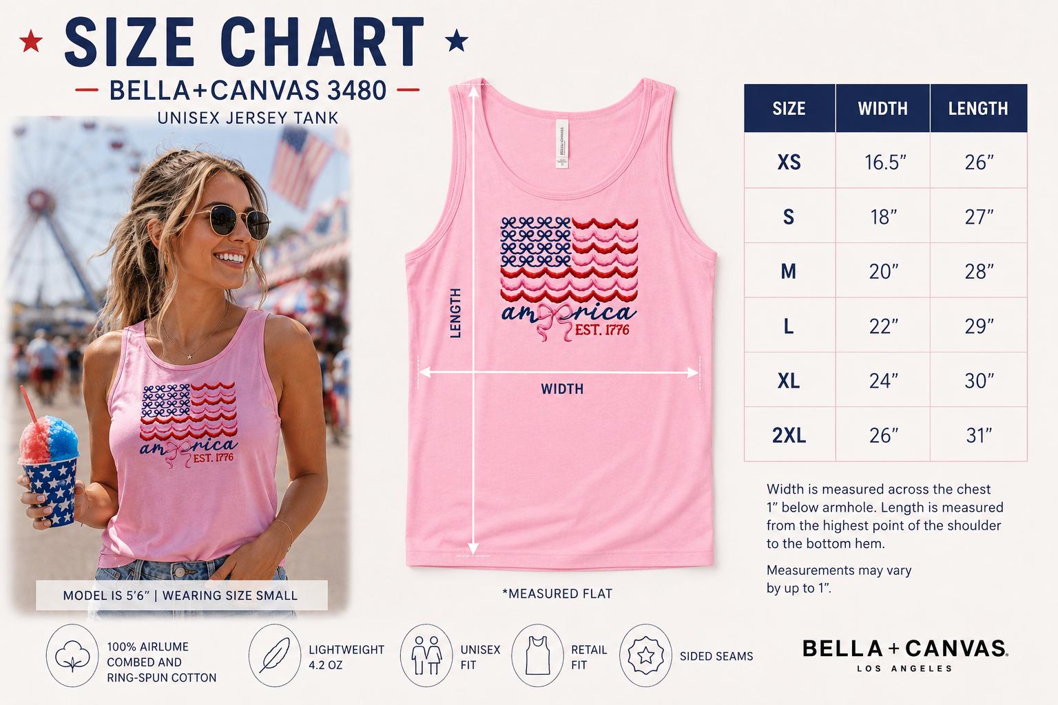 Coquette Patriotic Ladies Embroidery Bella Canvas Tank Top