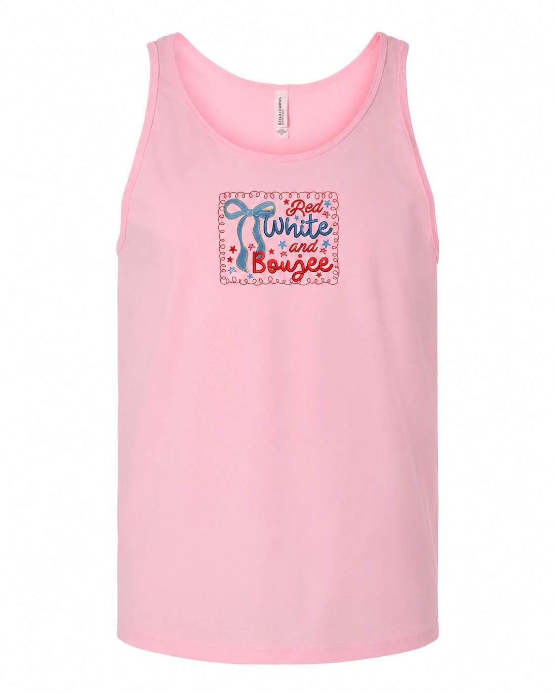 Red White and Boujee Ladies Embroidery Bella Canvas Tank Top