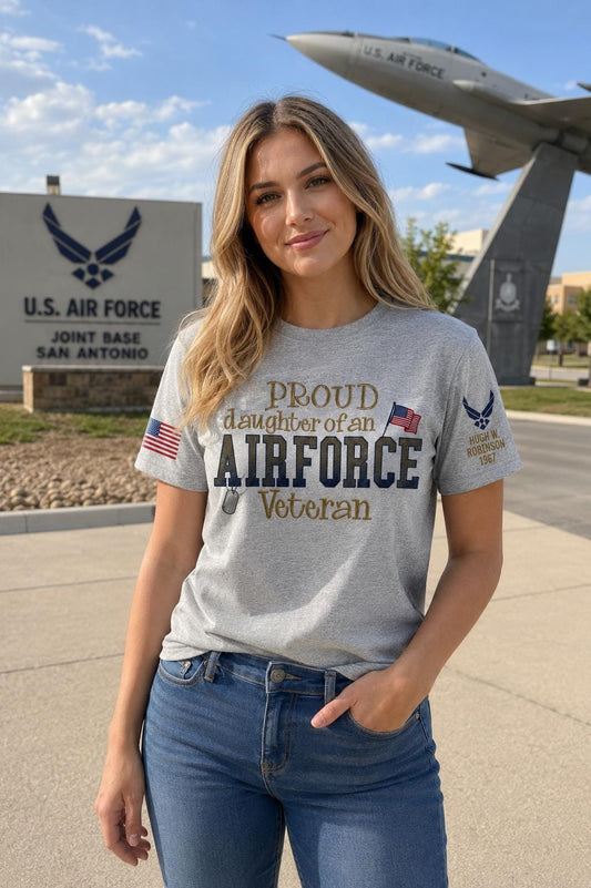 Personalized Military Veteran Crewneck Sweatshirt featuring a dual sleeve embroidered detailing