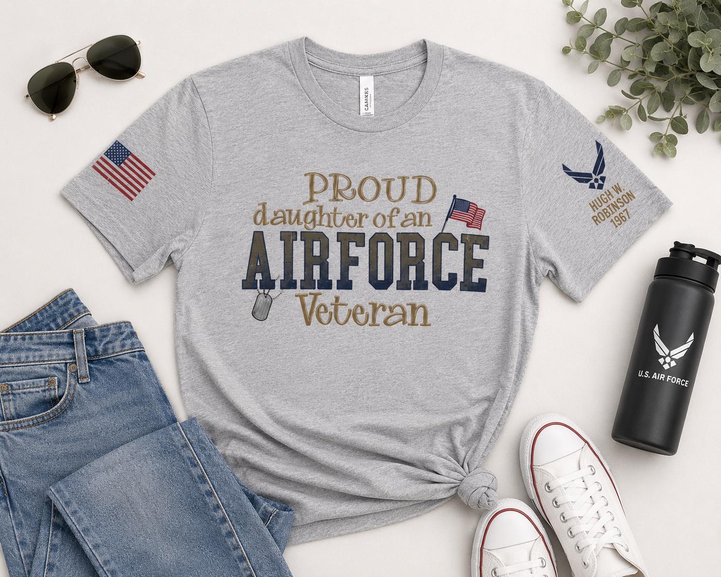 Personalized Military Veteran Crewneck Sweatshirt featuring a dual sleeve embroidered detailing