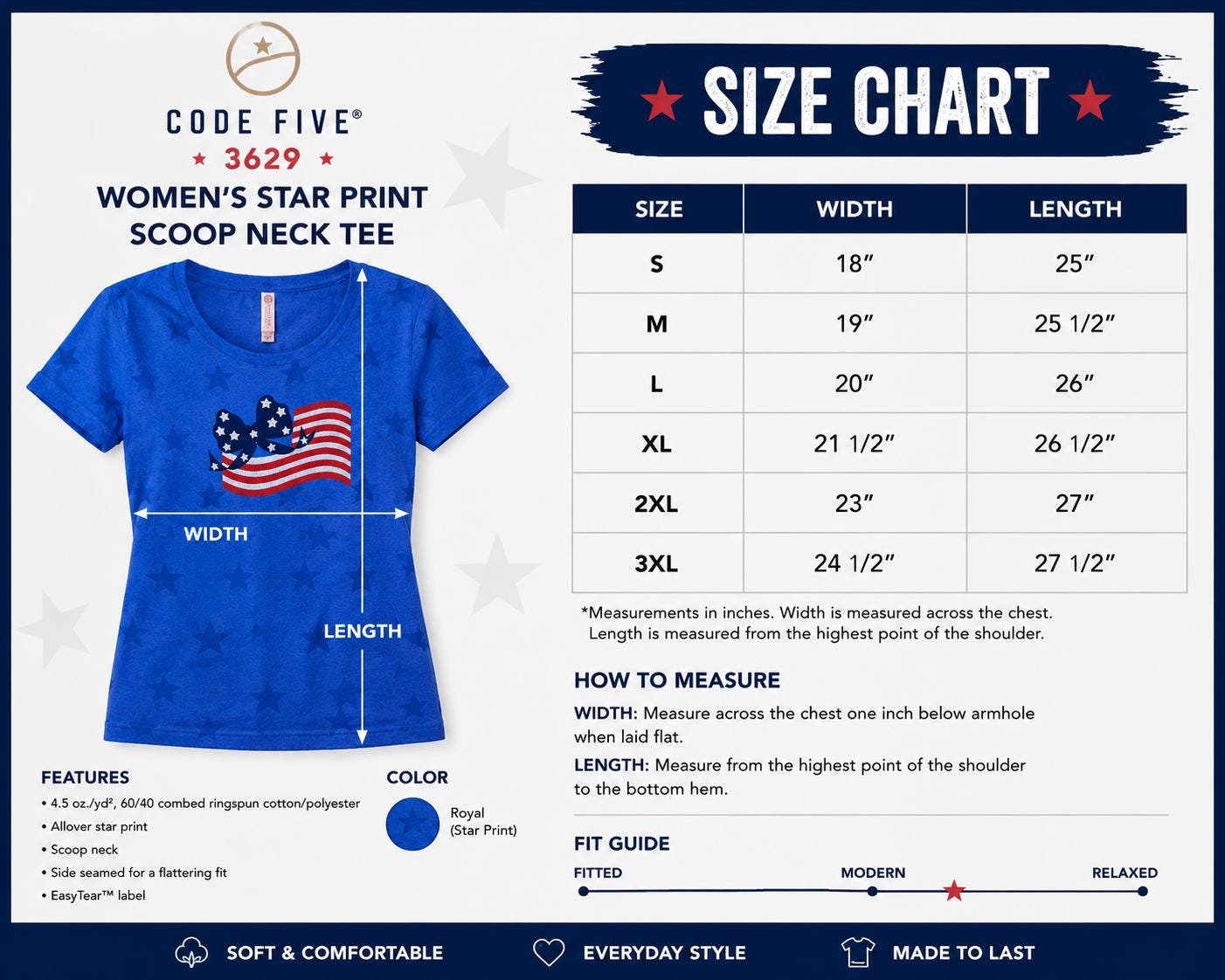 God Bless The USA Embroidery Ladies Tee
