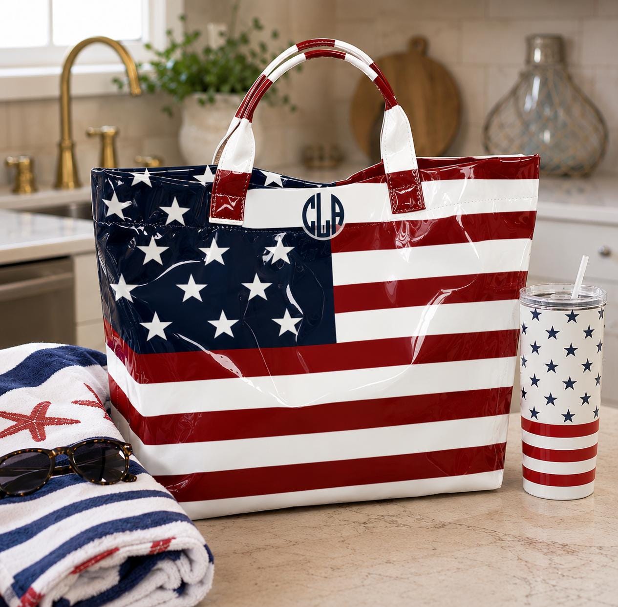 Patriotic Tote/ Beach Bag/ Carry All