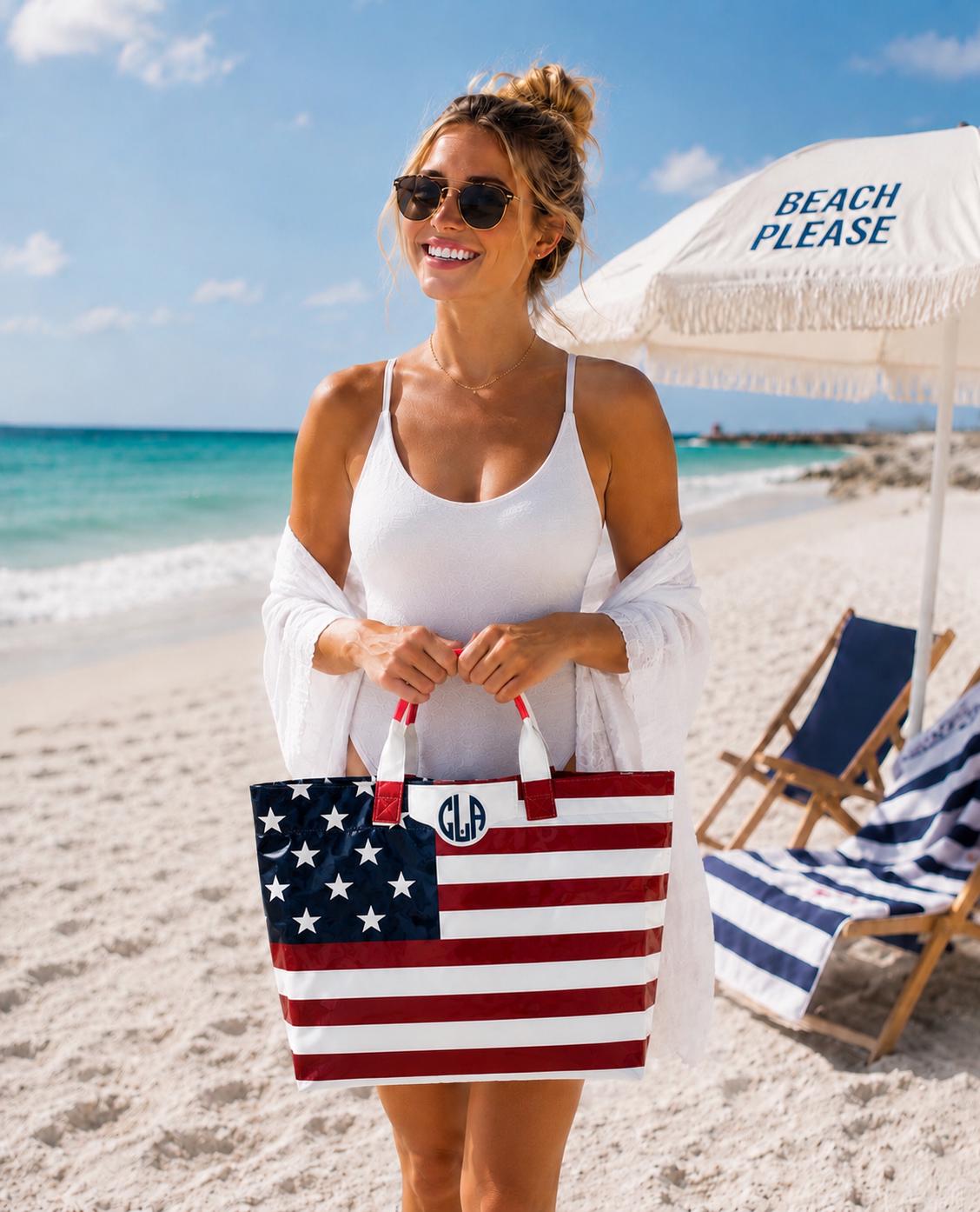 Patriotic Tote/ Beach Bag/ Carry All