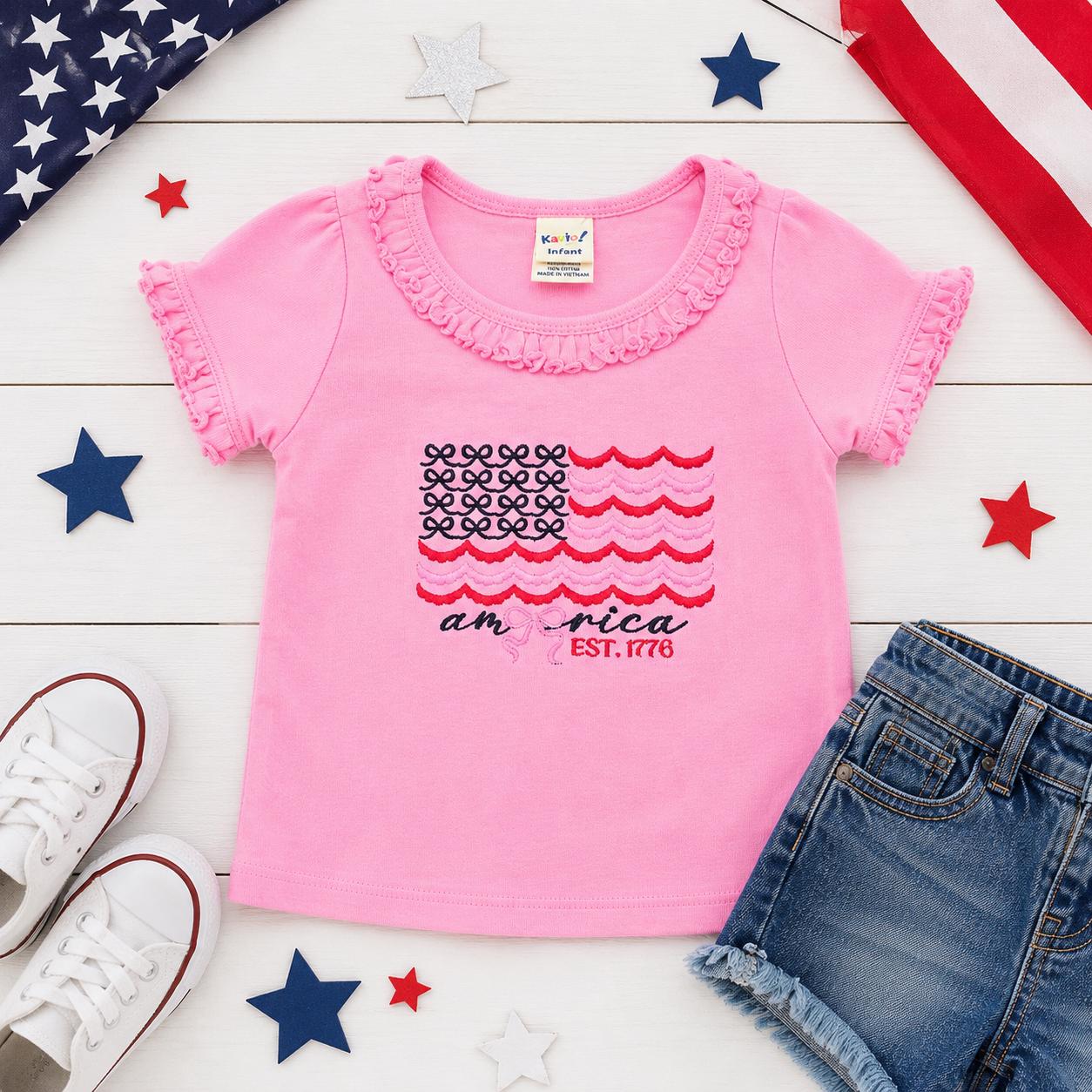 America Est. 1776 Ruffle Toddler Tee