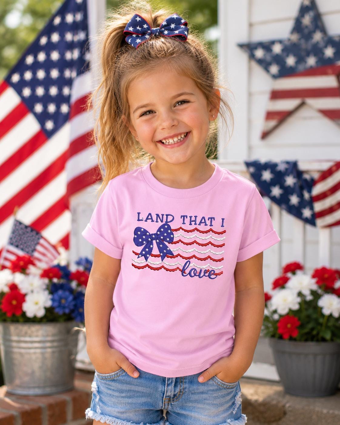 LAND THAT I LOVE PATRIOTIC GIRLS TEE