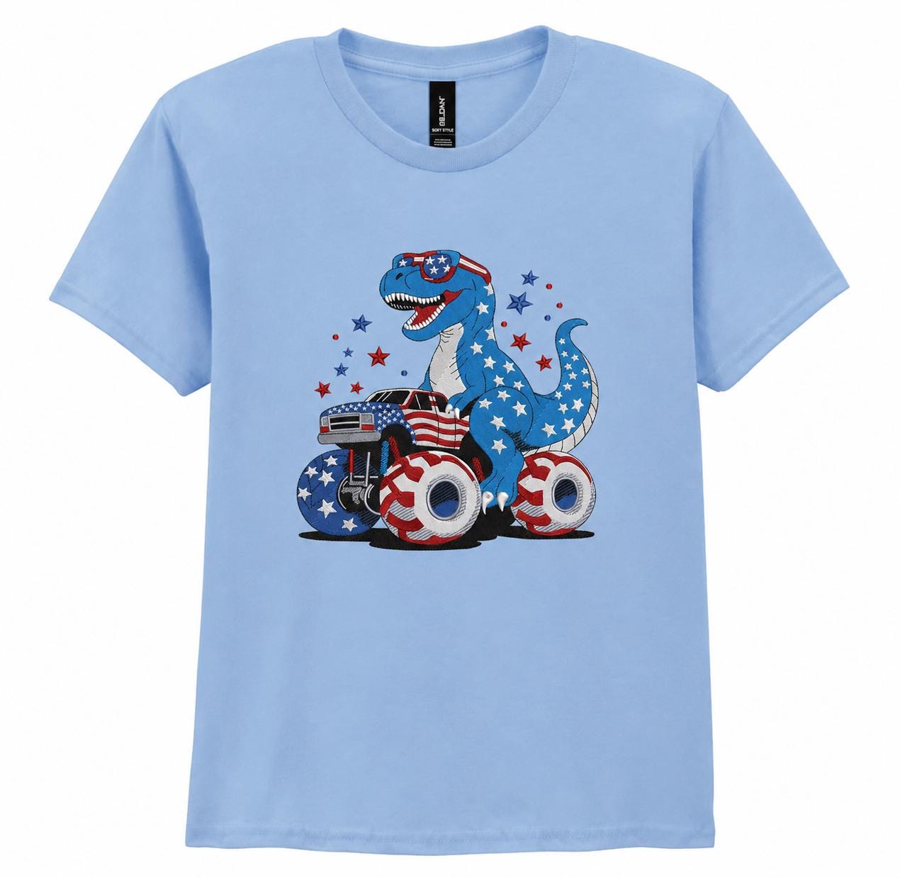 Patriotic Dino Monster Truck Youth T-Shirt