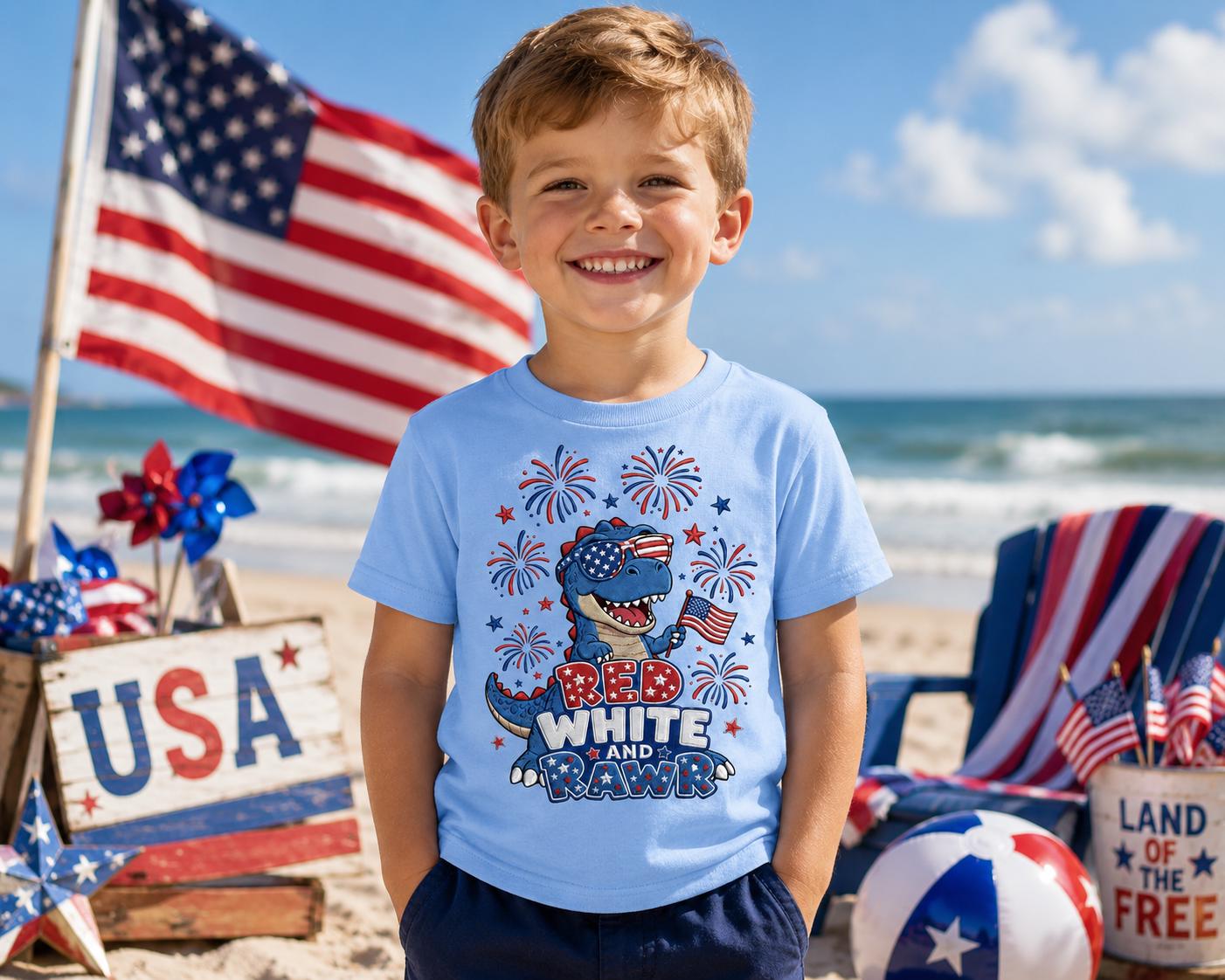 Red, White & Rawr Youth Patriotic T-Shirt