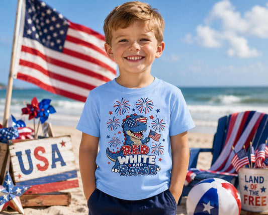 Red, White & Rawr Youth Patriotic T-Shirt