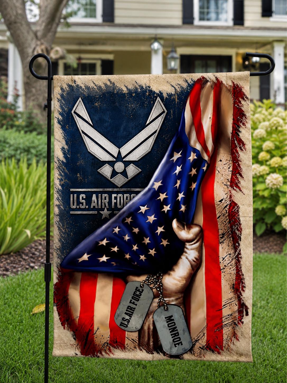 Personalized Air Force American Flag Garden Decor - Double-Sided Polyester