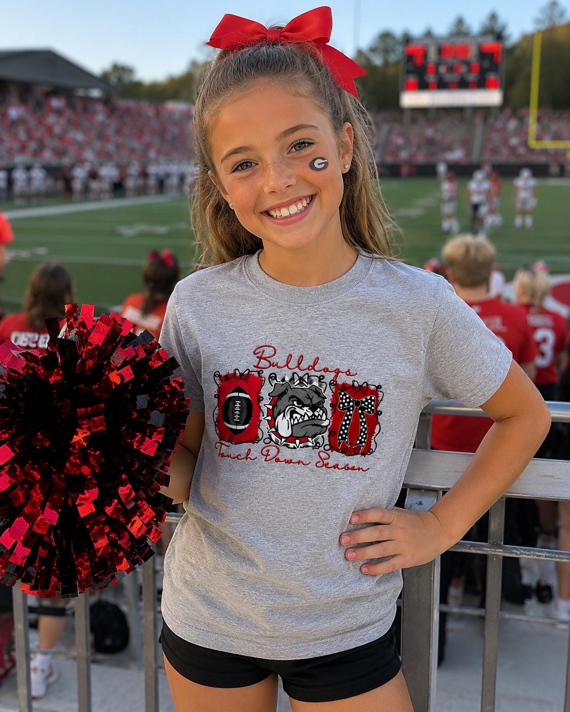 Touchdown season/bulldogs embroidered tee or tank/ mommy and me sizes