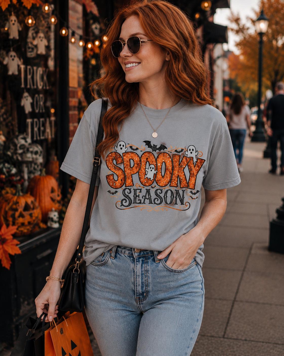 Spooky Season Applique Halloween Embroidered-Inspired Graphic Tee and Sweatshirt/Adult And Youth Sizes