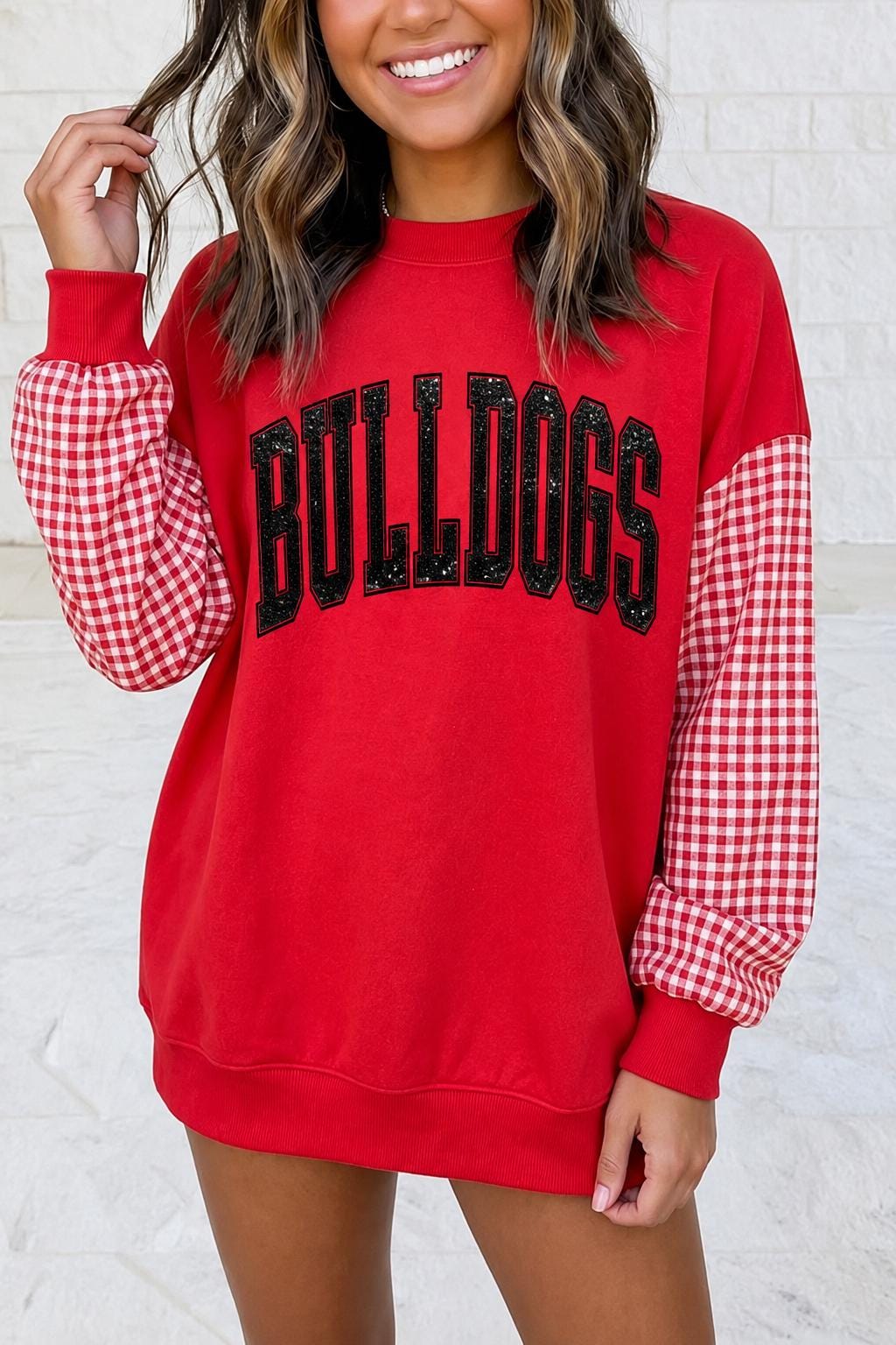 School , State Or Mascot Appliqué Mockneck Sweatshirt