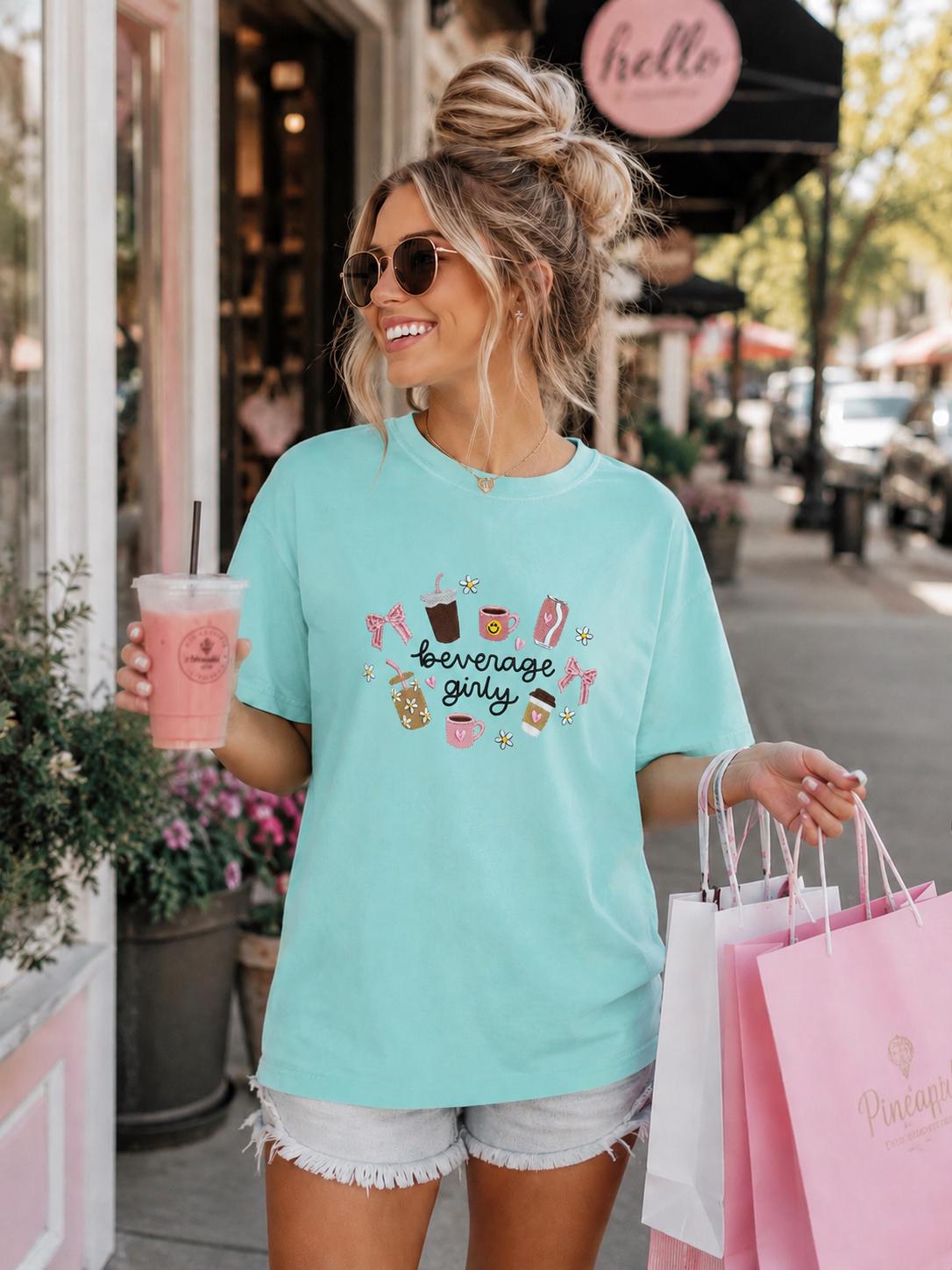 Beverage Girly Embroidered Tee