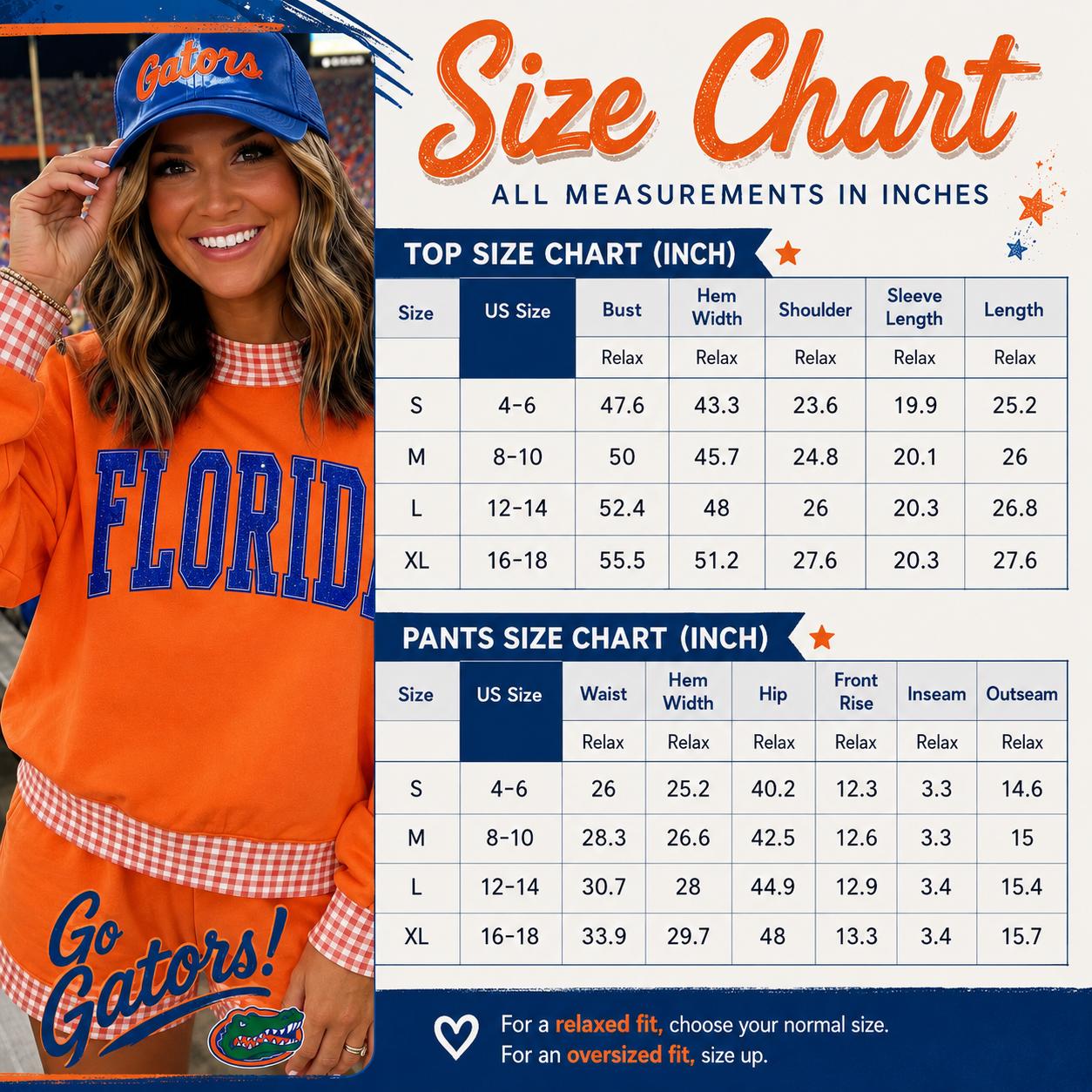 ORANGE Florida Glitter Appliqué Lounge Set – **Game Day Ready**