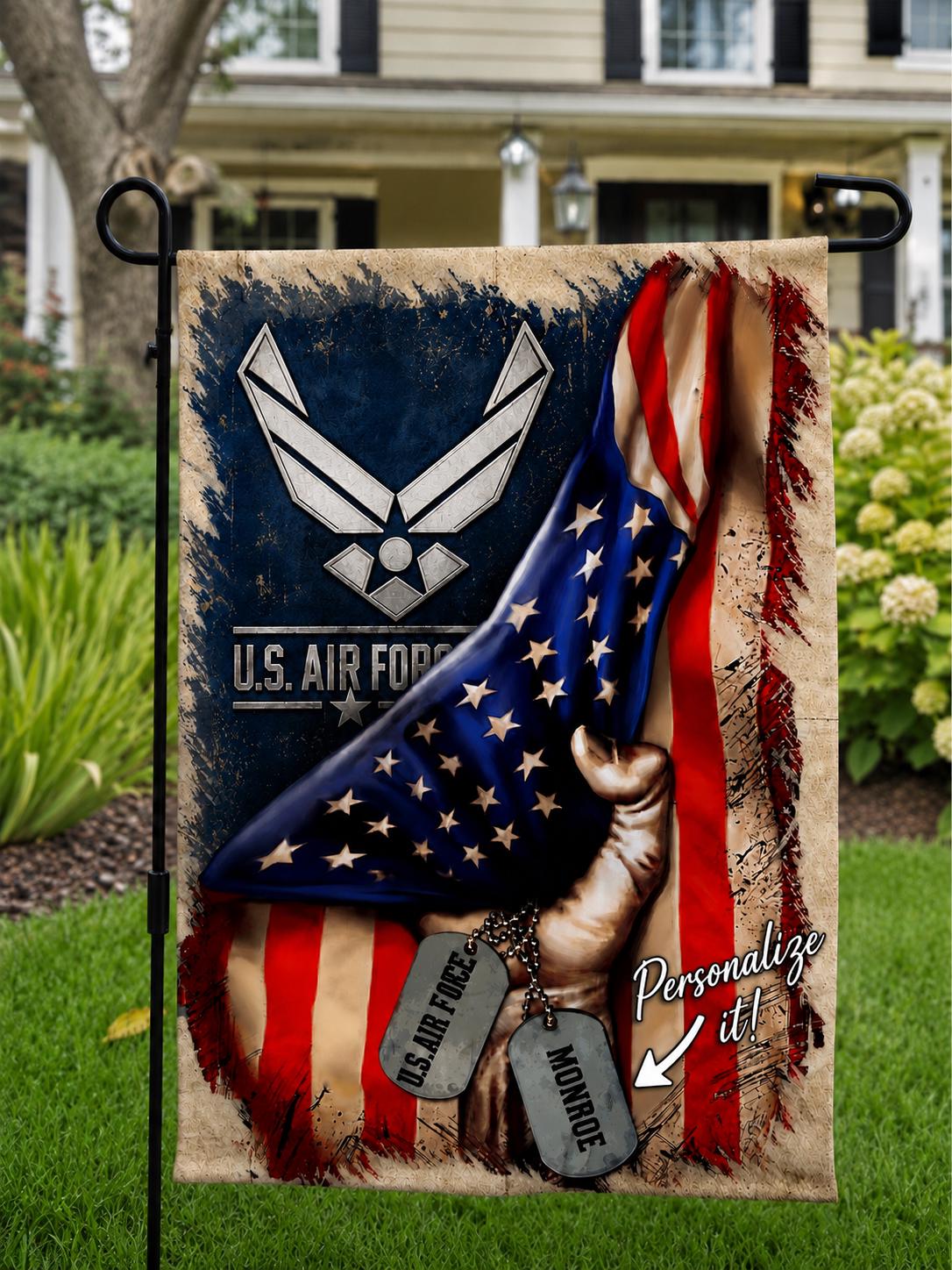 Personalized Air Force American Flag Garden Decor - Double-Sided Polyester