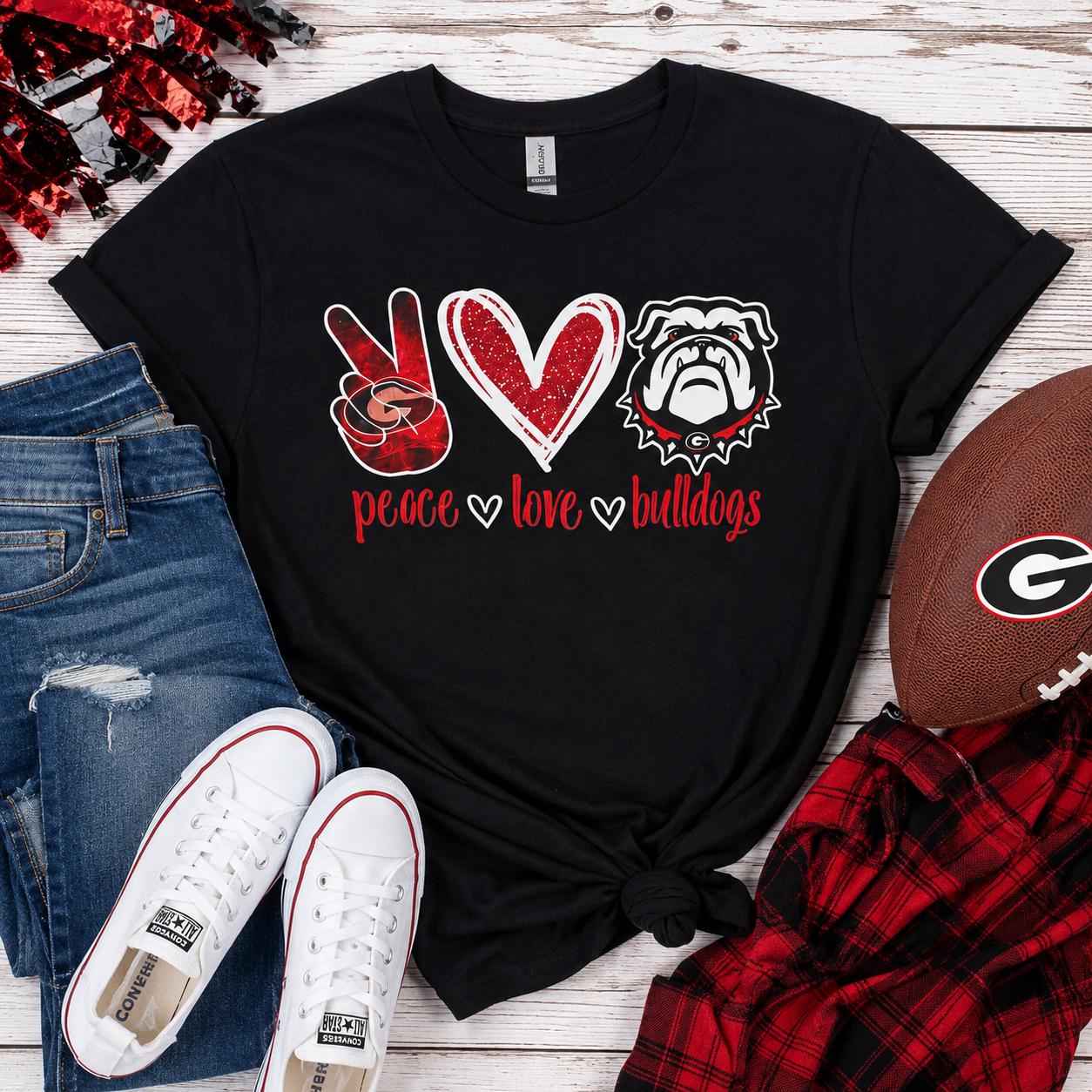 Peace Love Bulldogs Tee